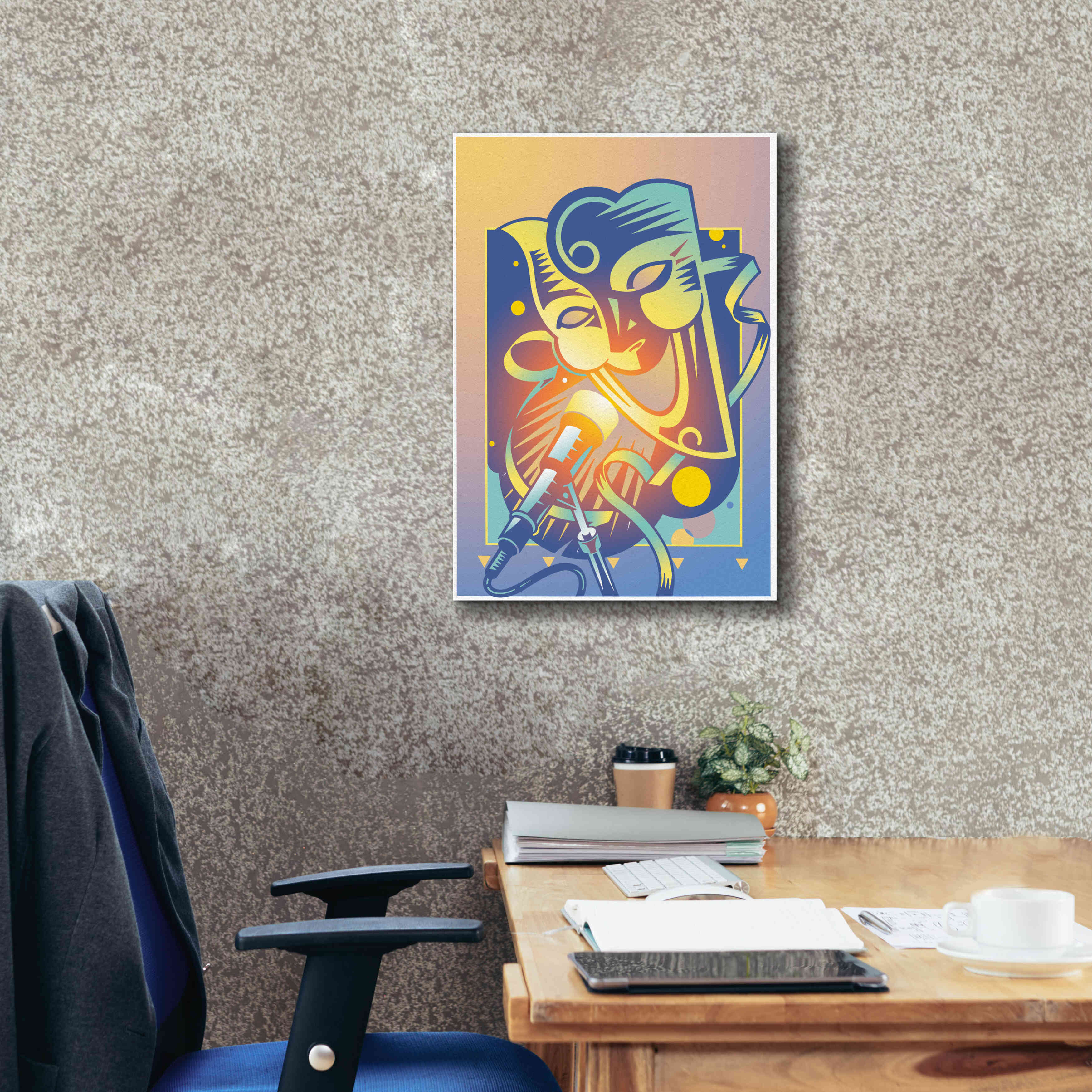 'The Happy Microphone' by David Chestnutt, Giclee Canvas Wall Art,18 x 26