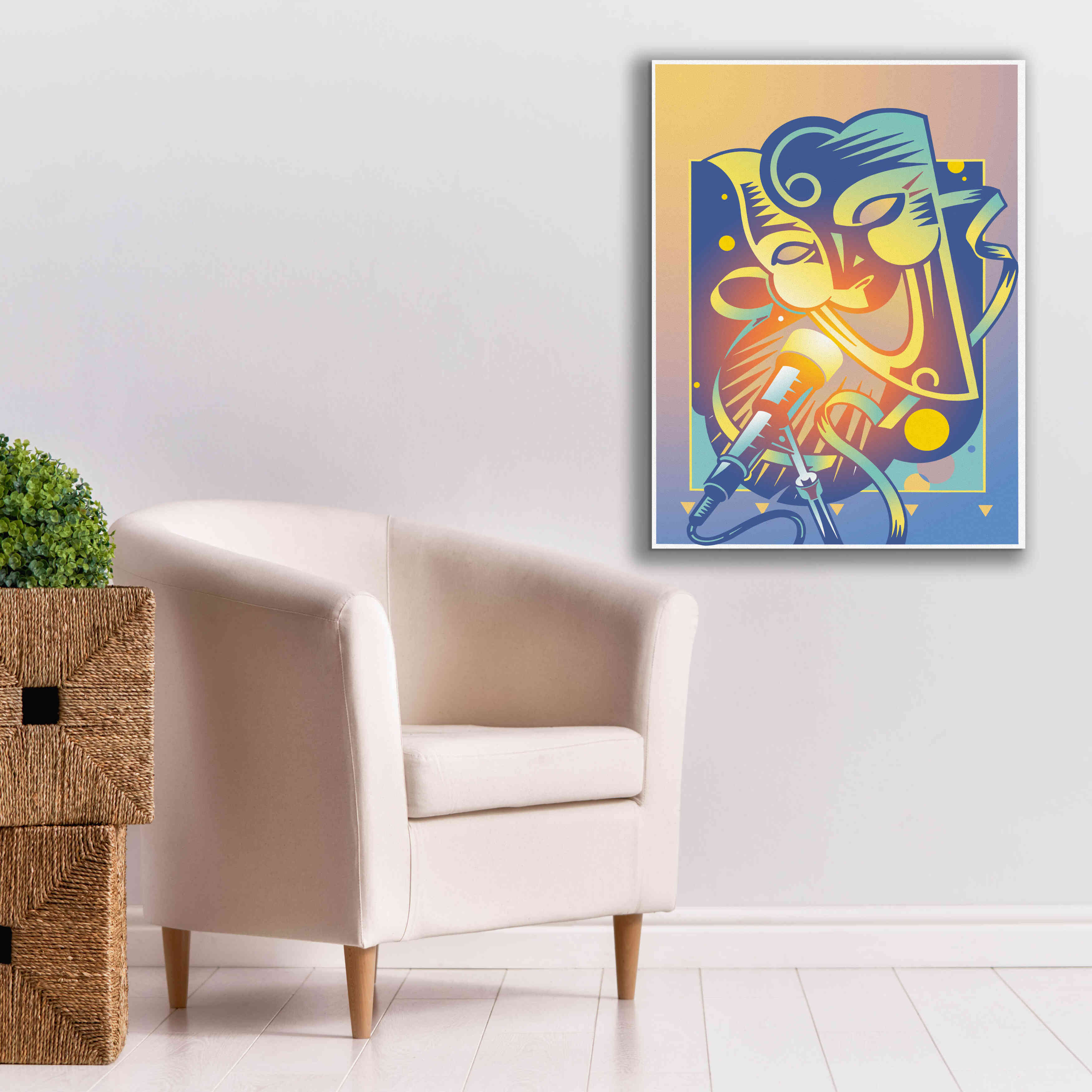 'The Happy Microphone' by David Chestnutt, Giclee Canvas Wall Art,26 x 34