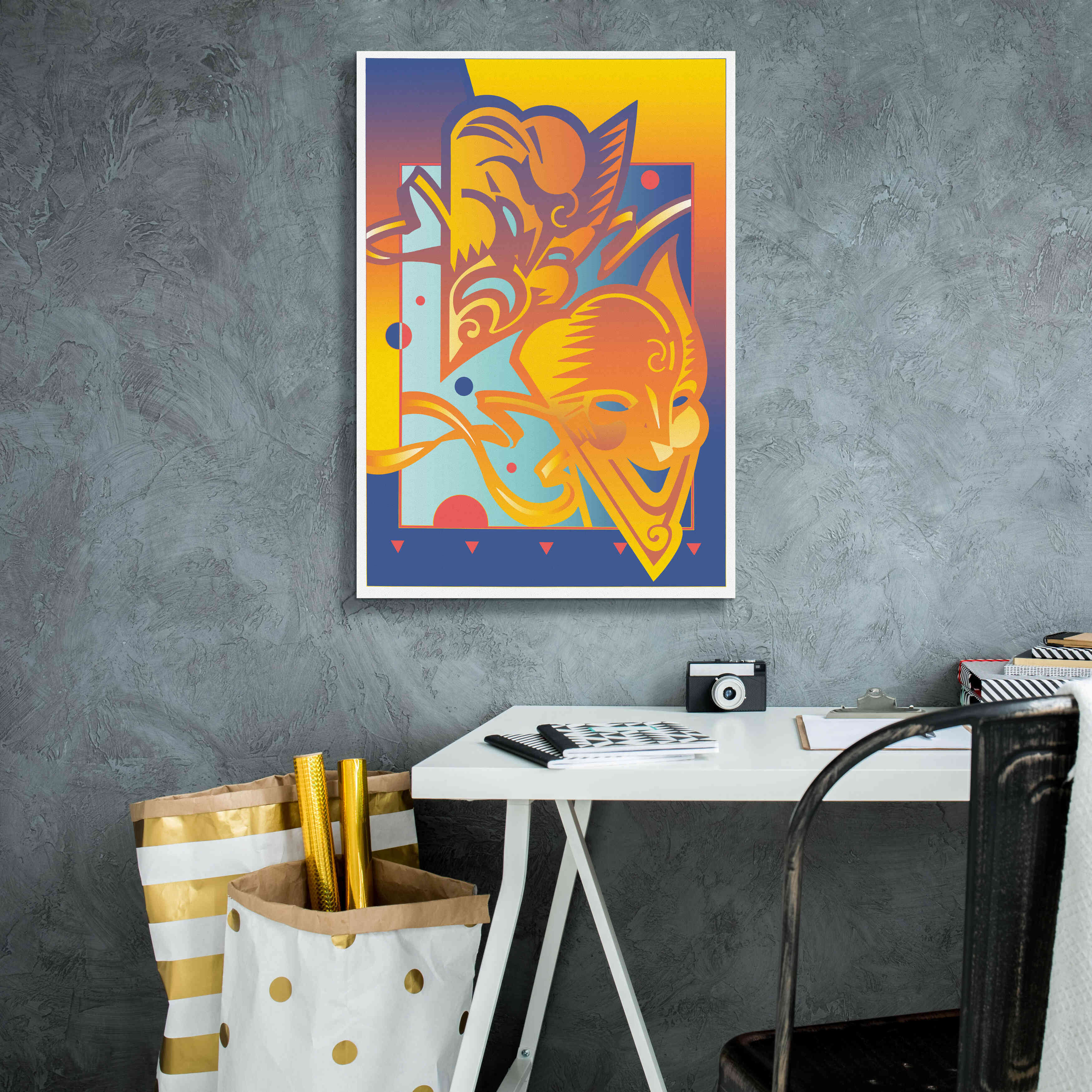 'Theatre Masks' by David Chestnutt, Giclee Canvas Wall Art,18 x 26