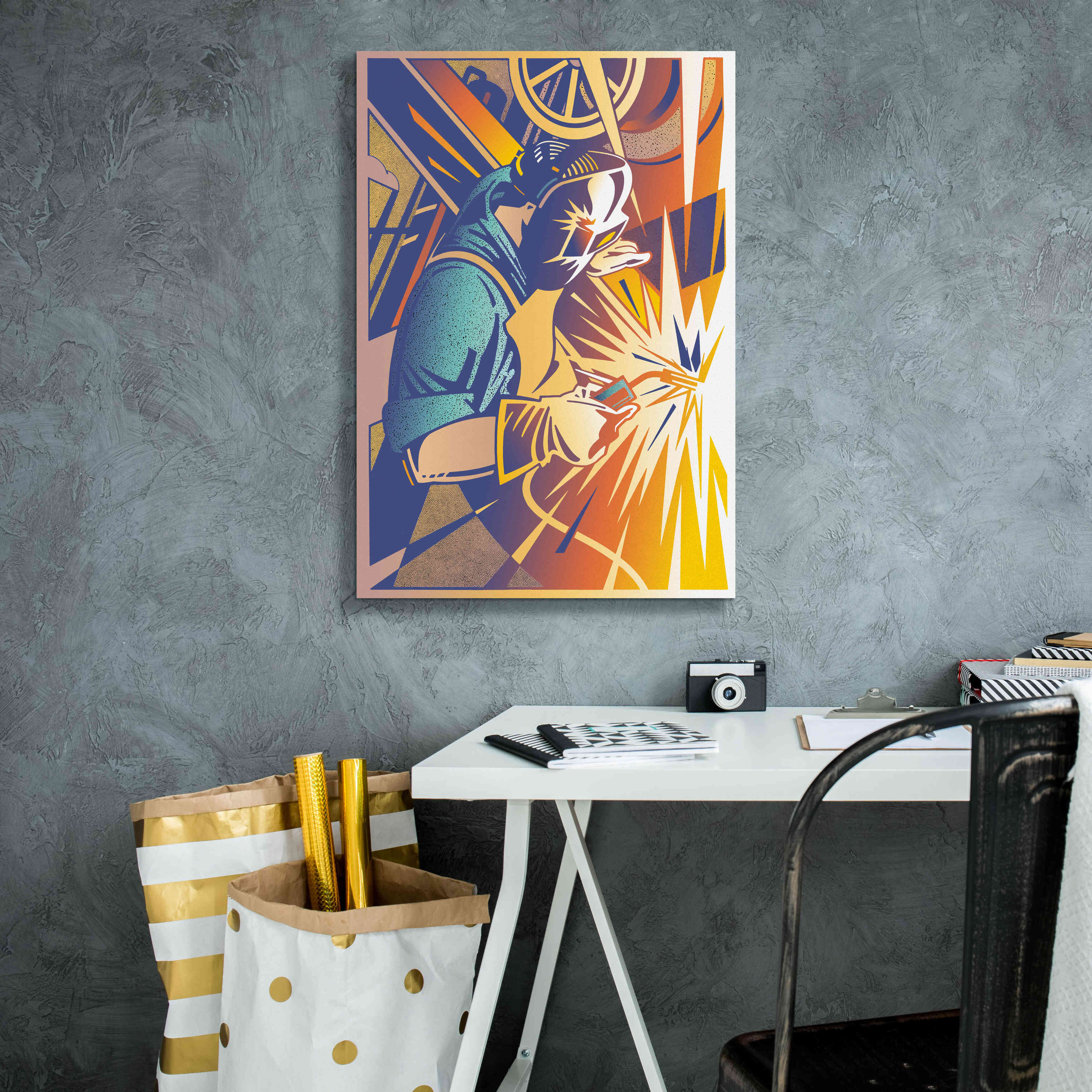 'Welder's Spark' by David Chestnutt, Giclee Canvas Wall Art,18 x 26