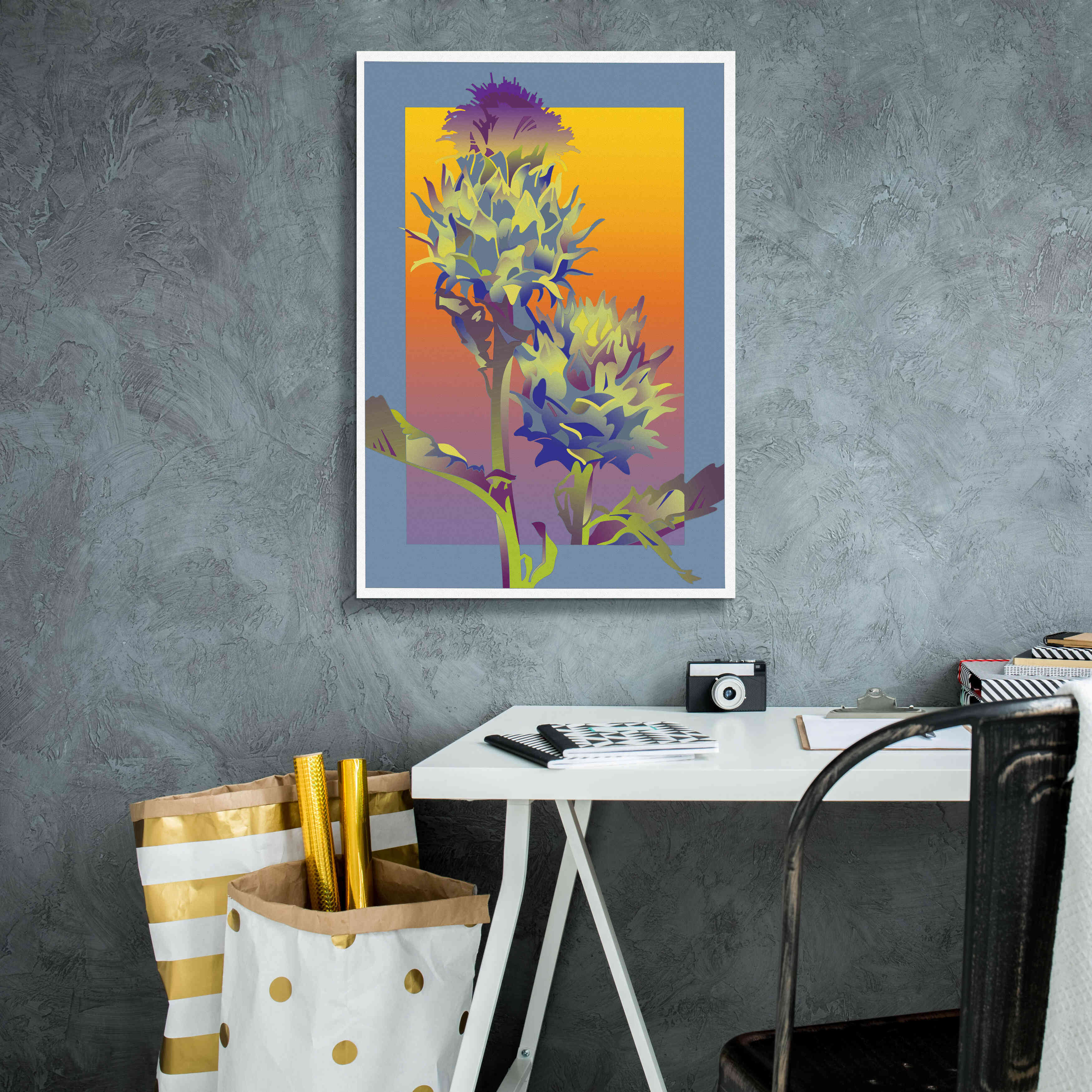 'Blue Thistle' by David Chestnutt, Giclee Canvas Wall Art,18 x 26