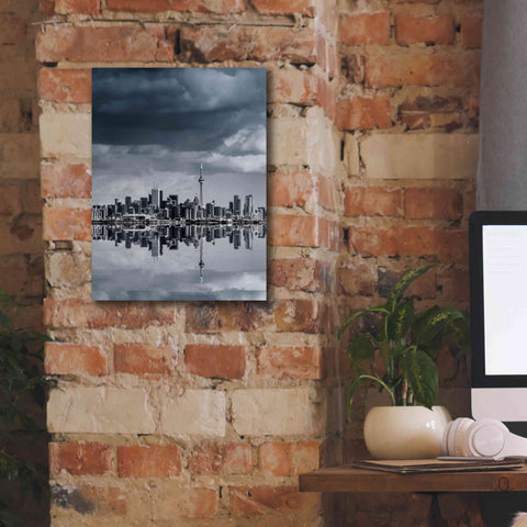 Image of 'Toronto Skyline From Colonel Samuel Smith Park Reflection No 1' by Brian Carson, Giclee Canvas Wall Art,12 x 16