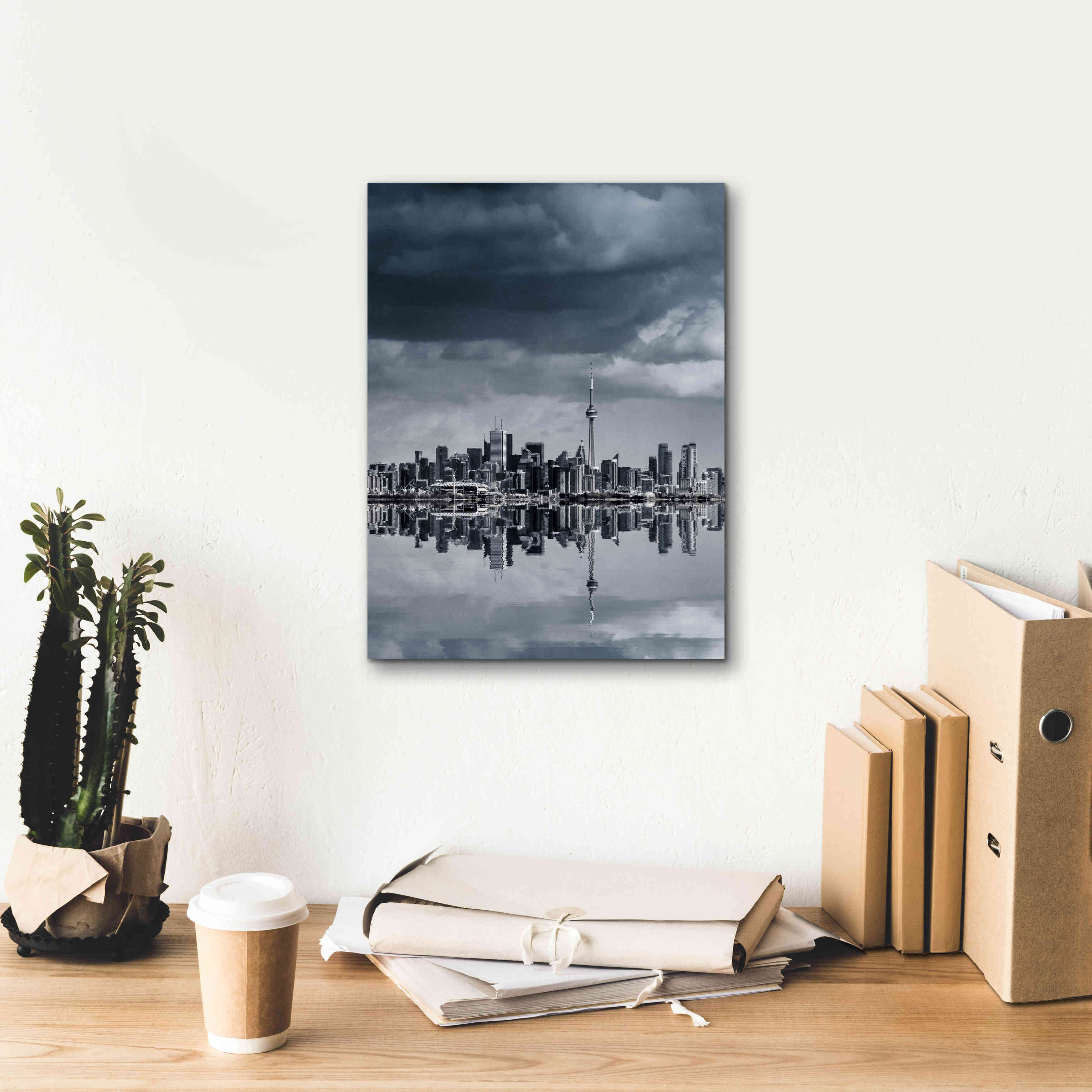 'Toronto Skyline From Colonel Samuel Smith Park Reflection No 1' by Brian Carson, Giclee Canvas Wall Art,12 x 16