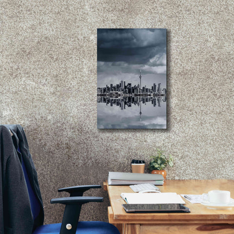 Image of 'Toronto Skyline From Colonel Samuel Smith Park Reflection No 1' by Brian Carson, Giclee Canvas Wall Art,18 x 26