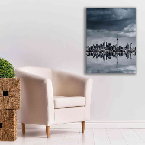 Image of 'Toronto Skyline From Colonel Samuel Smith Park Reflection No 1' by Brian Carson, Giclee Canvas Wall Art,26 x 34