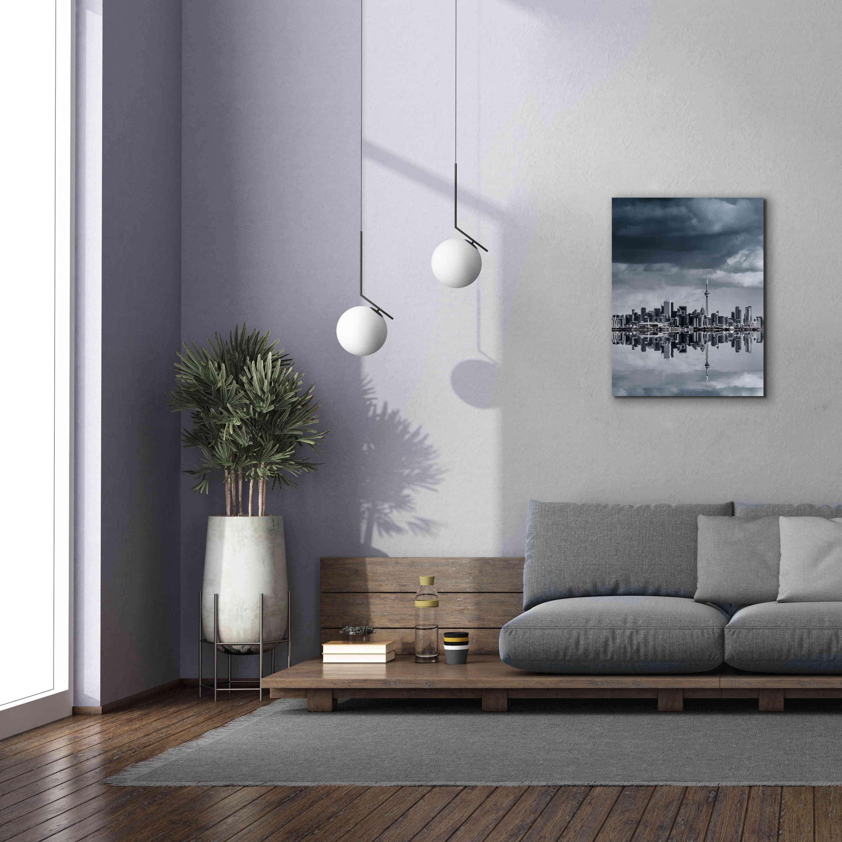 'Toronto Skyline From Colonel Samuel Smith Park Reflection No 1' by Brian Carson, Giclee Canvas Wall Art,26 x 34