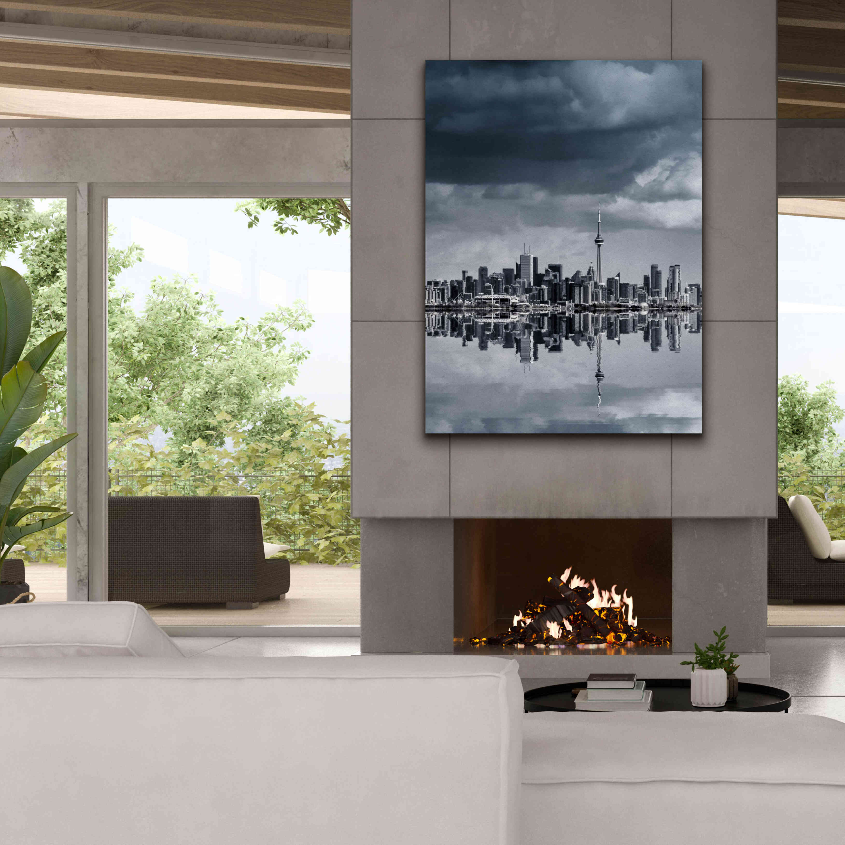'Toronto Skyline From Colonel Samuel Smith Park Reflection No 1' by Brian Carson, Giclee Canvas Wall Art,40 x 54