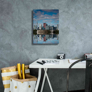 'Toronto Skyline From The Pape Ave Bridge Reflection No 1' by Brian Carson, Giclee Canvas Wall Art,12 x 16