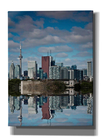 Image of 'Toronto Skyline From The Pape Ave Bridge Reflection No 1' by Brian Carson, Giclee Canvas Wall Art