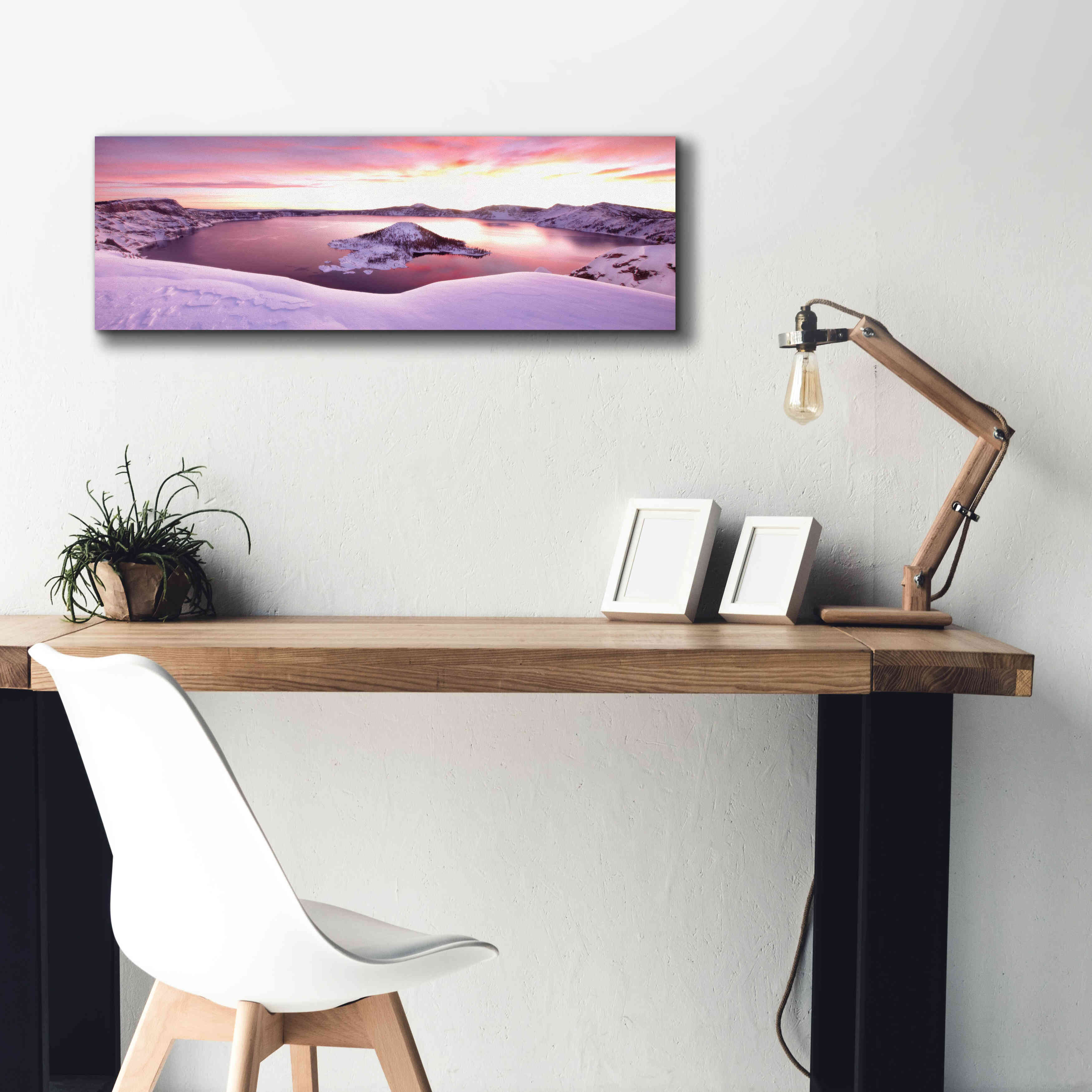 'Crater Lake Pano 4 2' by Thomas Haney, Giclee Canvas Wall Art,36 x 12