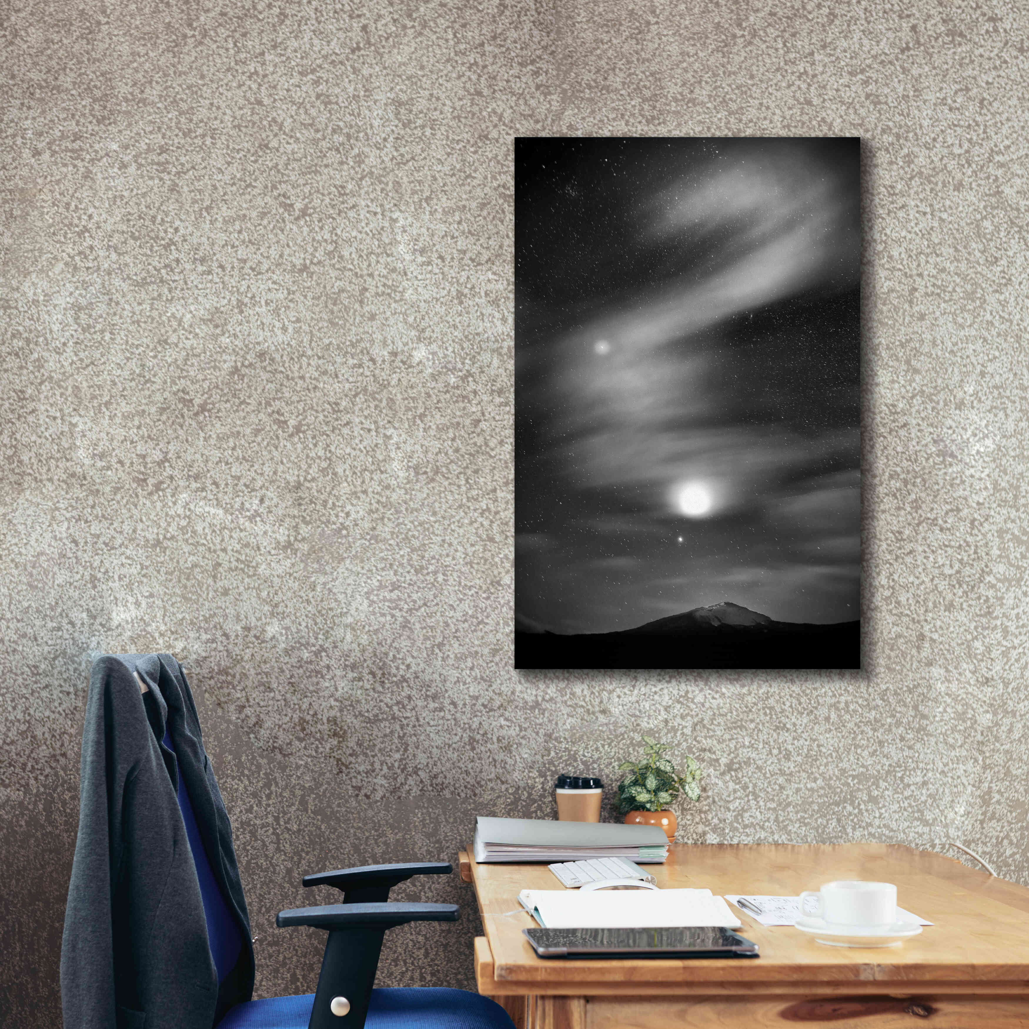 'Diamond Lake Moon Streak B&W' by Thomas Haney, Giclee Canvas Wall Art,26 x 40