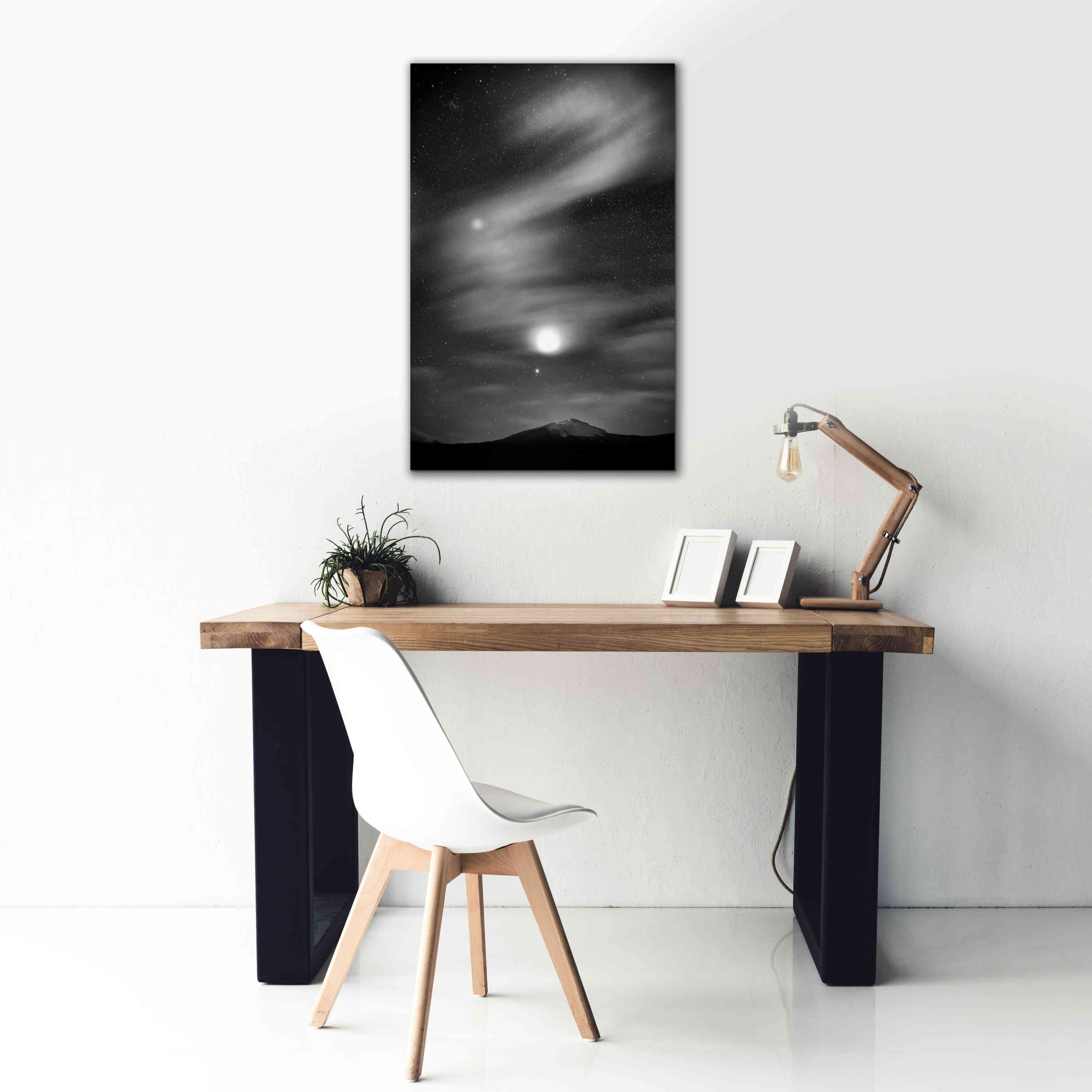 'Diamond Lake Moon Streak B&W' by Thomas Haney, Giclee Canvas Wall Art,26 x 40