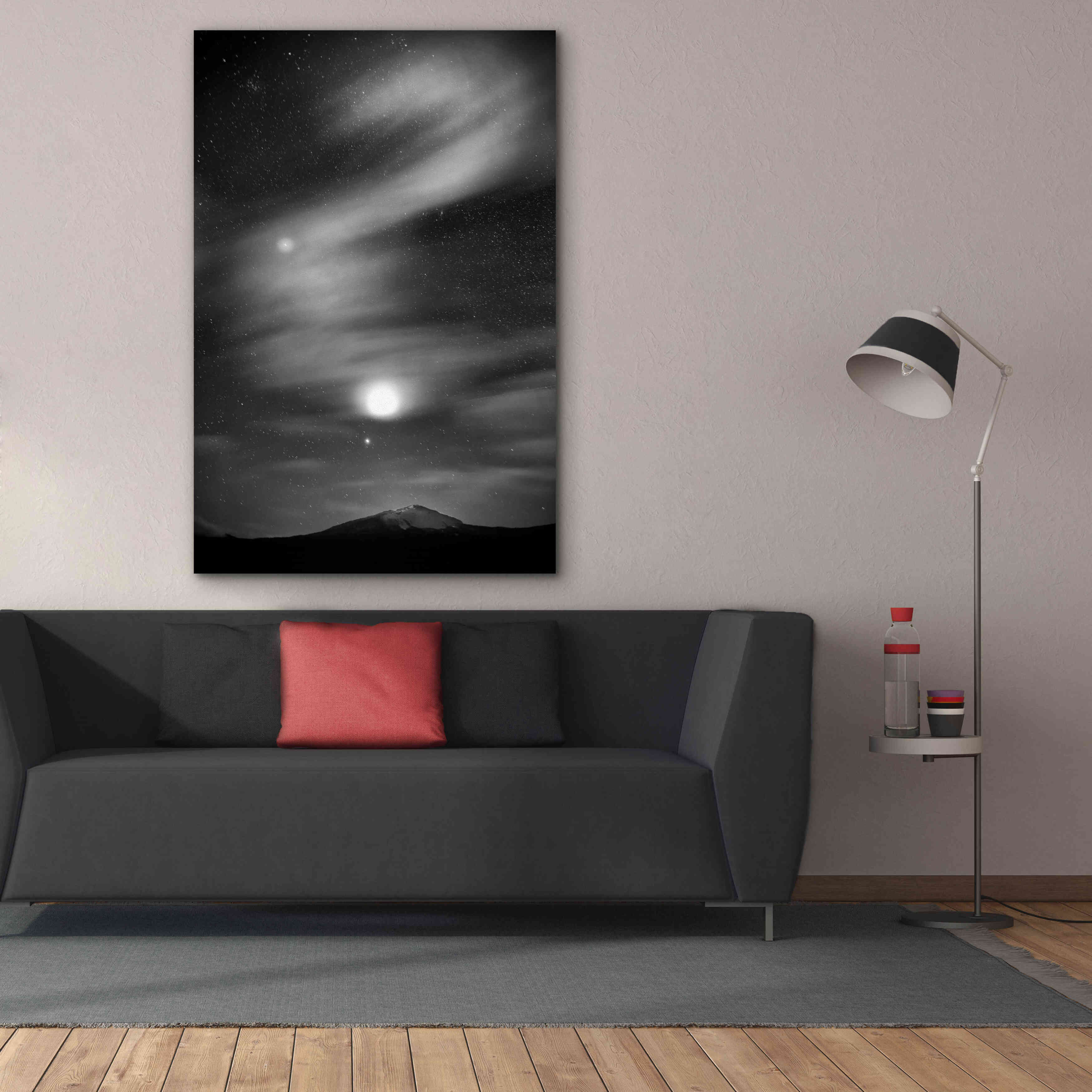 'Diamond Lake Moon Streak B&W' by Thomas Haney, Giclee Canvas Wall Art,40 x 60