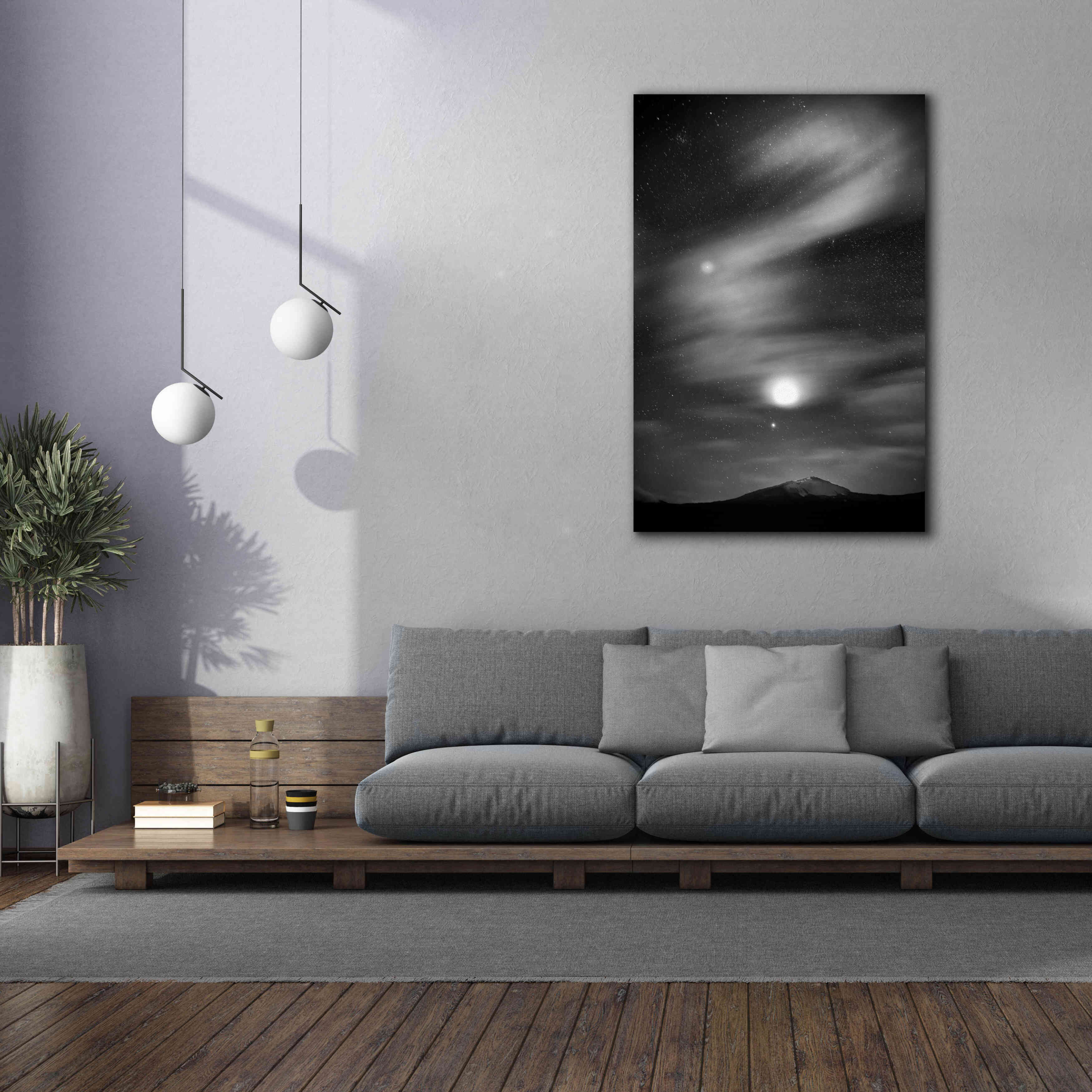 'Diamond Lake Moon Streak B&W' by Thomas Haney, Giclee Canvas Wall Art,40 x 60
