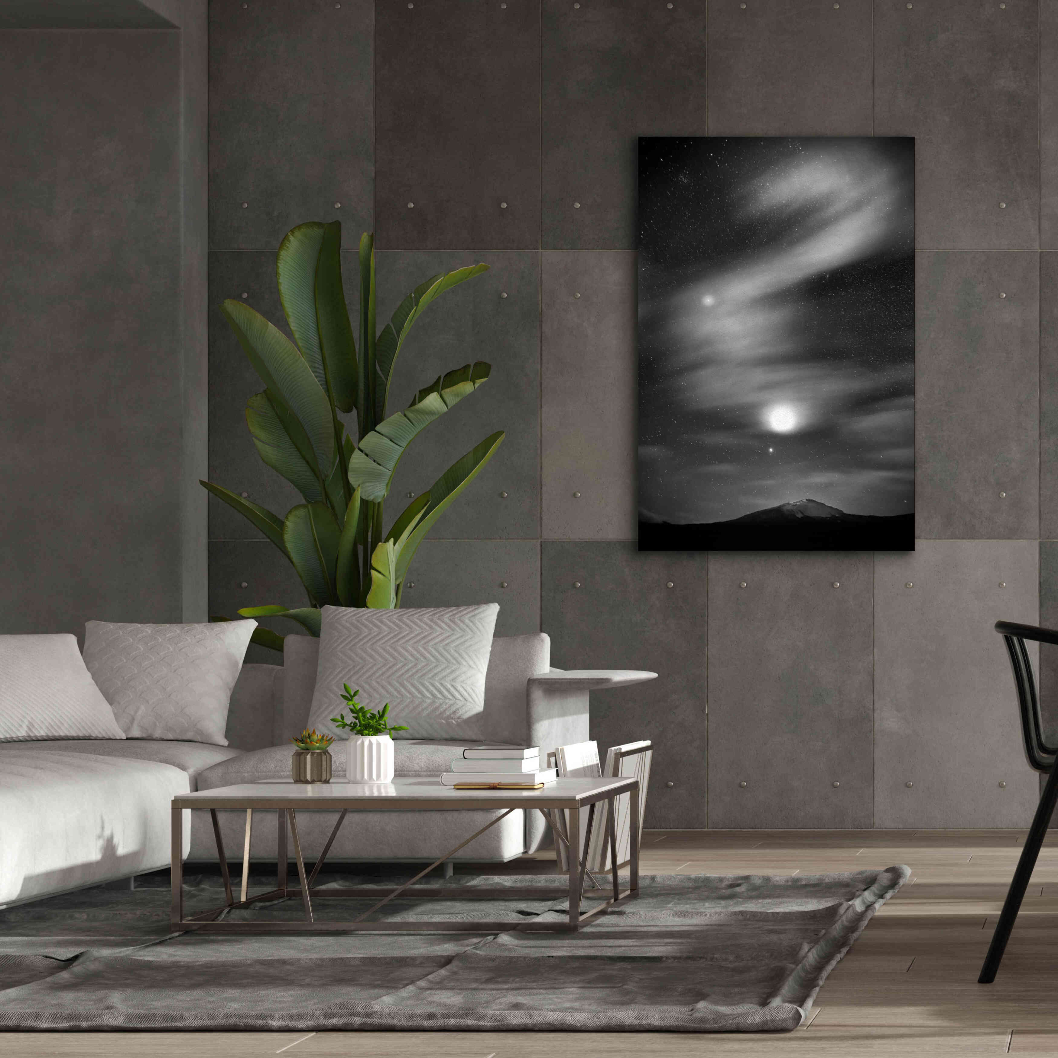 'Diamond Lake Moon Streak B&W' by Thomas Haney, Giclee Canvas Wall Art,40 x 60