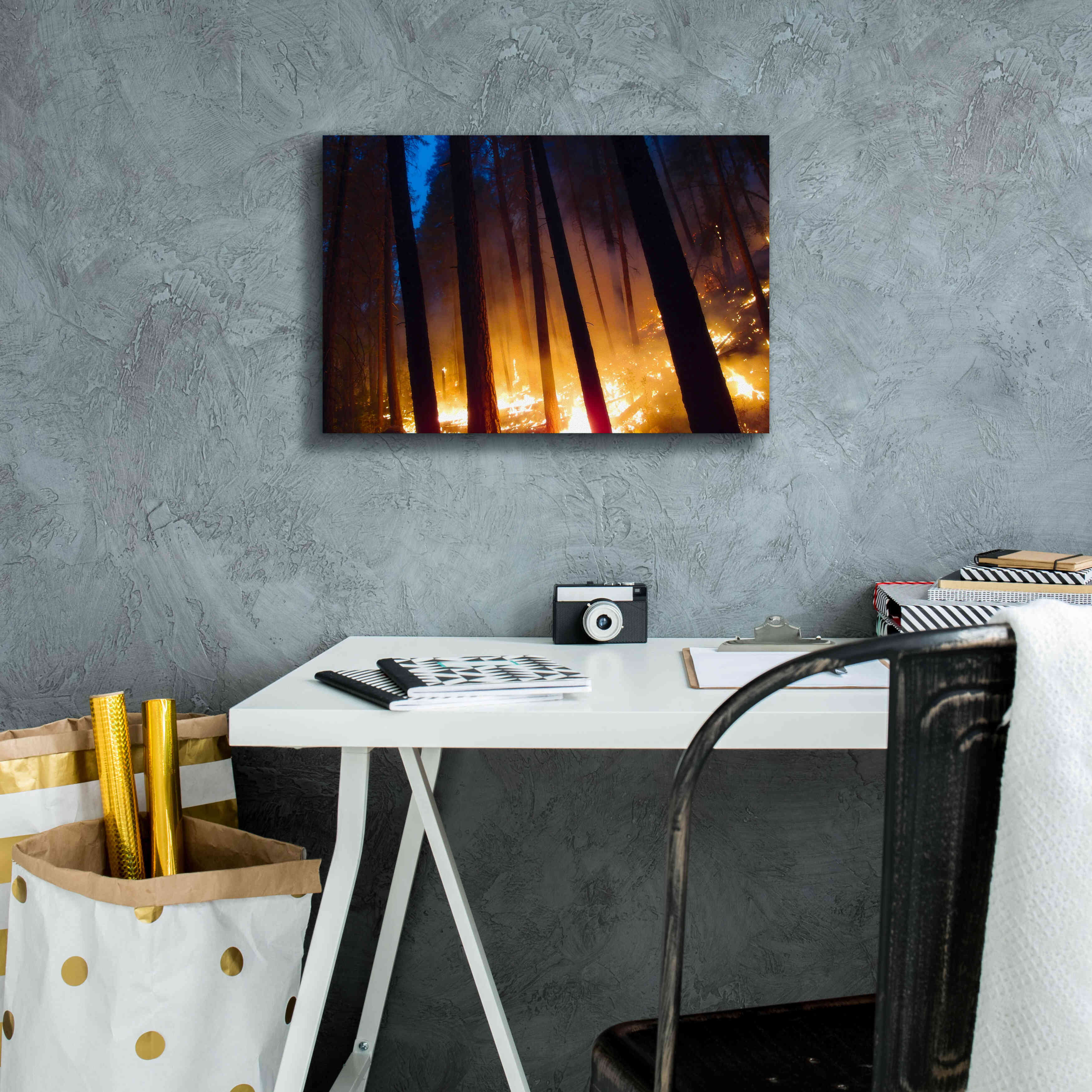 'Burning Forest' by Thomas Haney, Giclee Canvas Wall Art,18 x 12