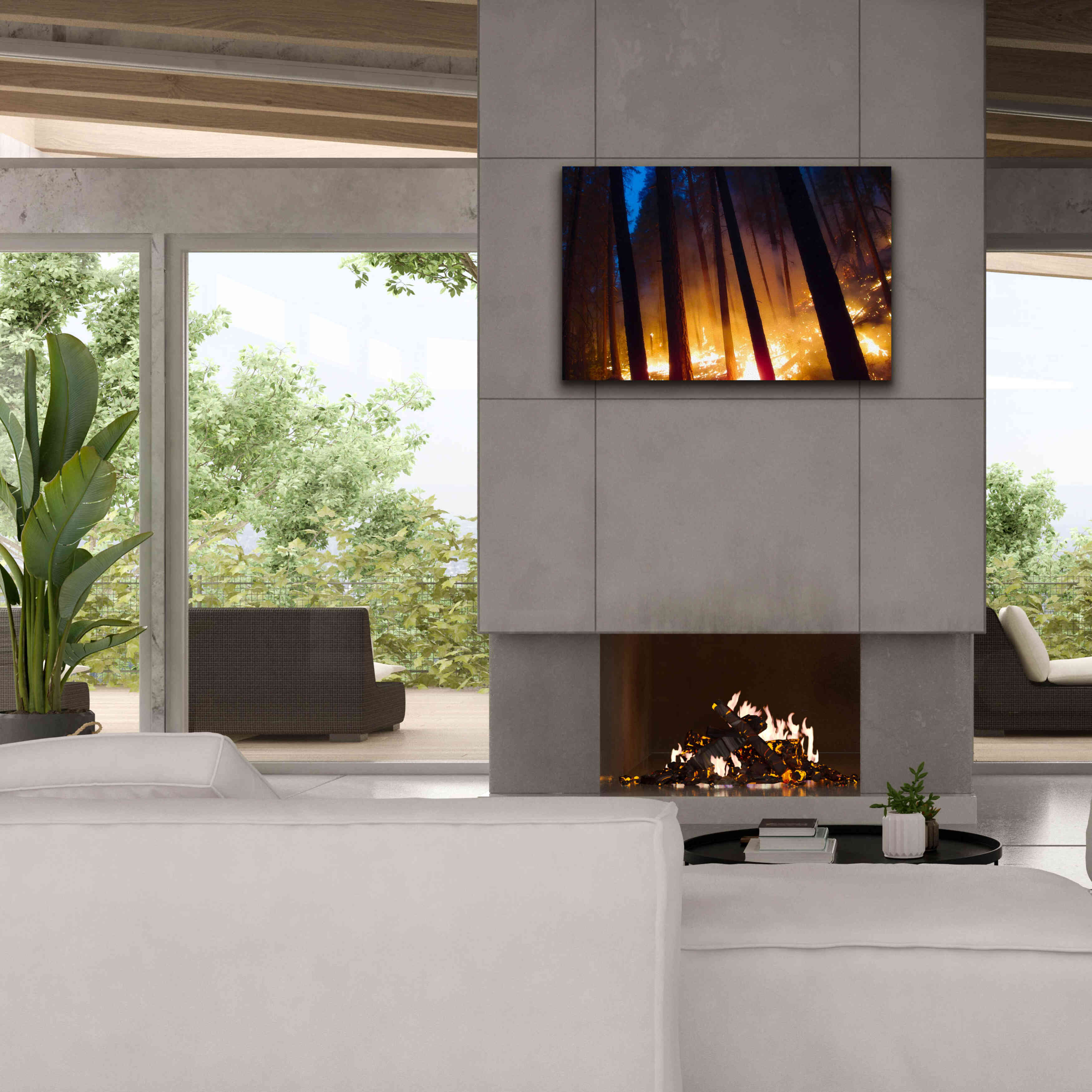 'Burning Forest' by Thomas Haney, Giclee Canvas Wall Art,40 x 26