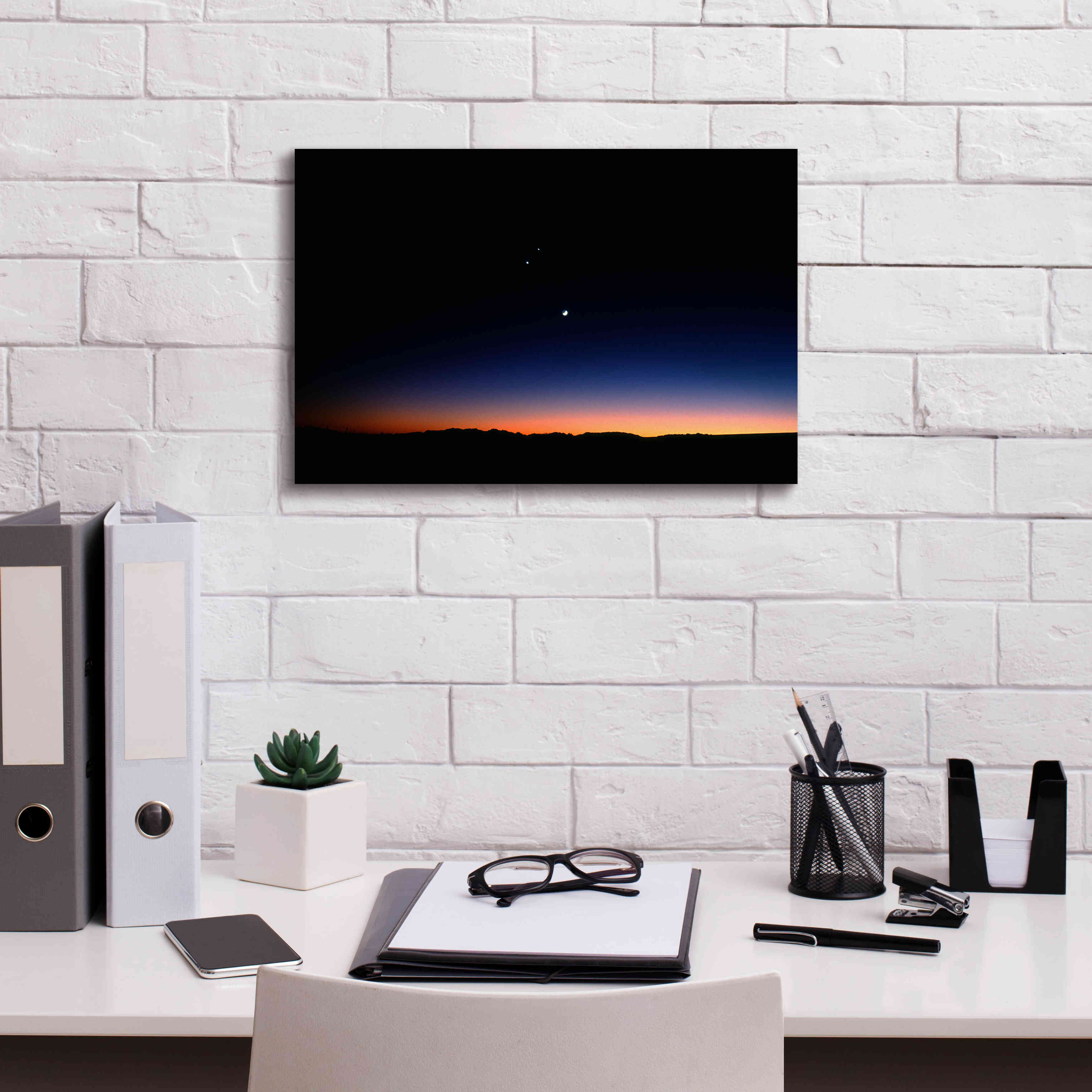 'Moon Planets' by Thomas Haney, Giclee Canvas Wall Art,18 x 12