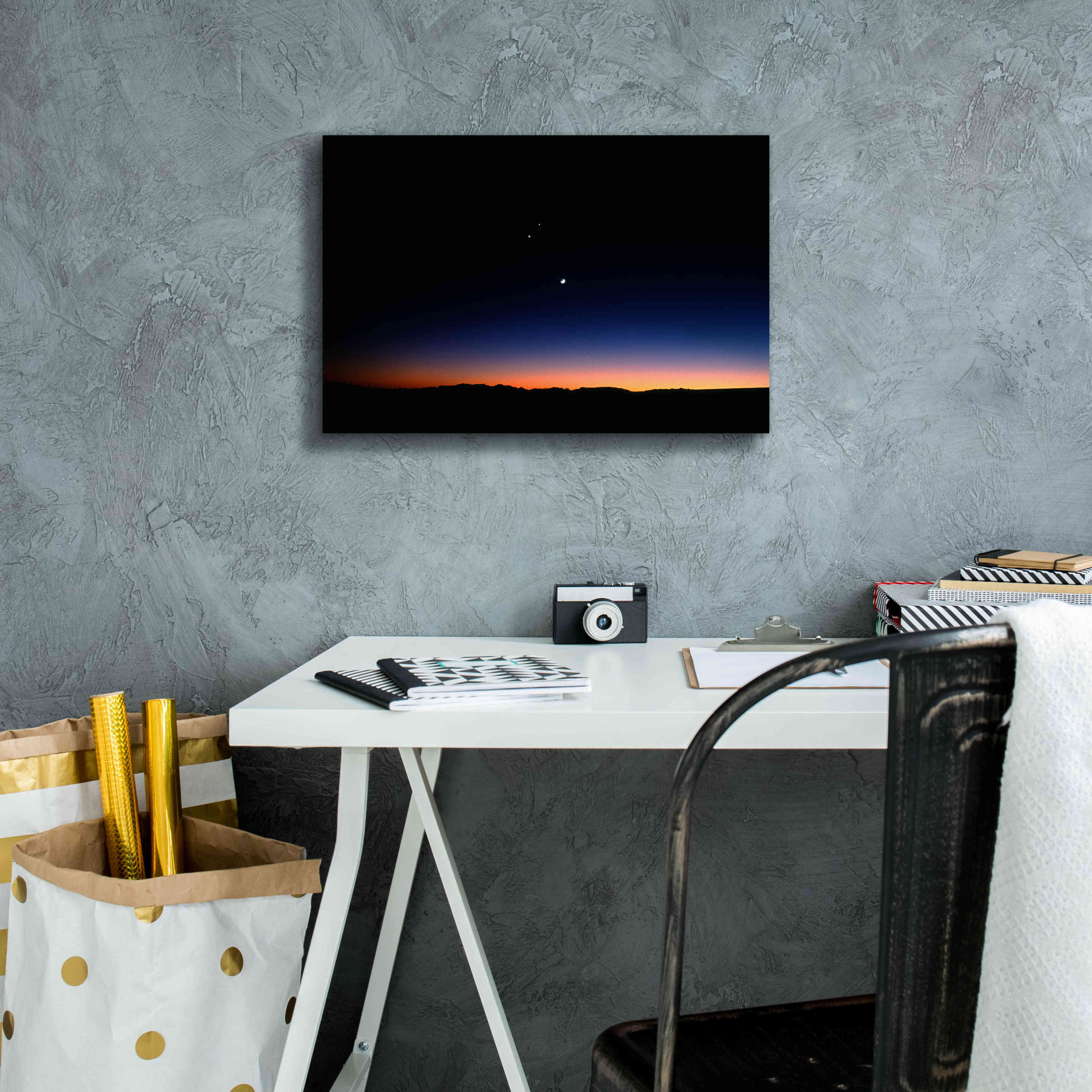 'Moon Planets' by Thomas Haney, Giclee Canvas Wall Art,18 x 12