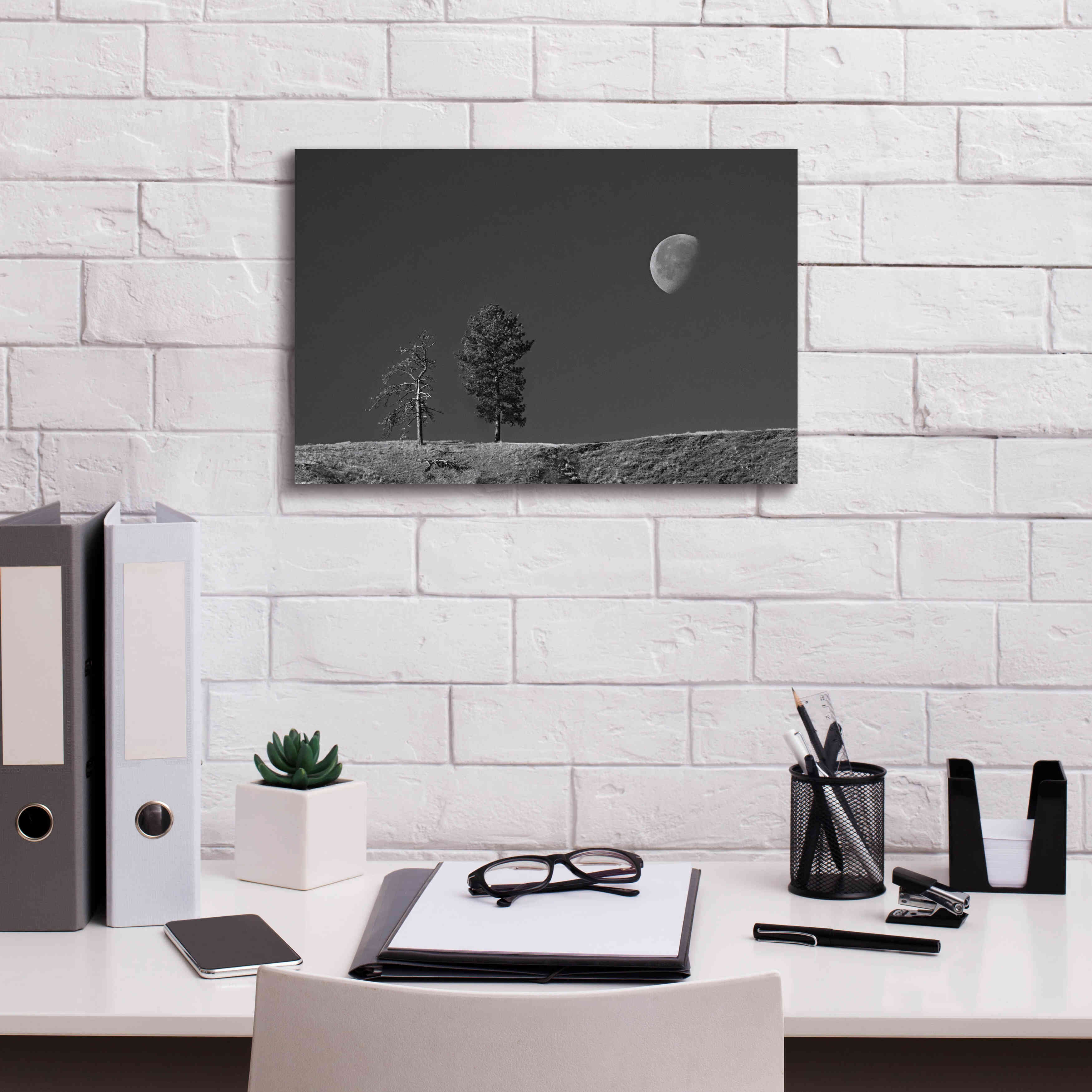 'Moon Trees Hill' by Thomas Haney, Giclee Canvas Wall Art,18 x 12