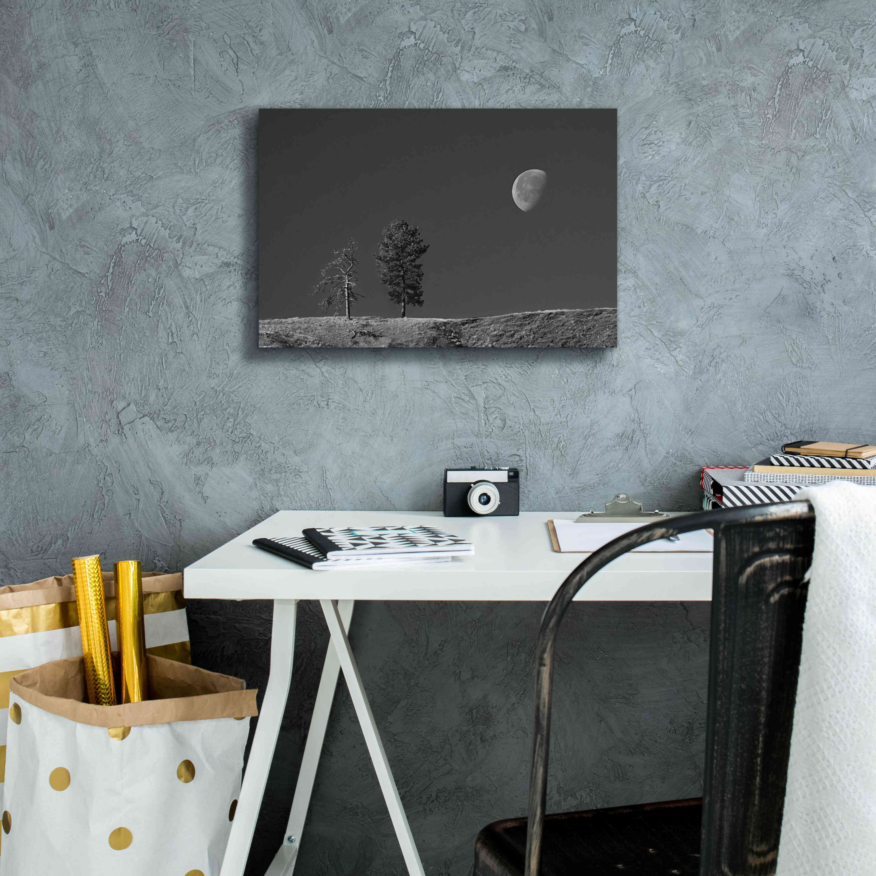 'Moon Trees Hill' by Thomas Haney, Giclee Canvas Wall Art,18 x 12