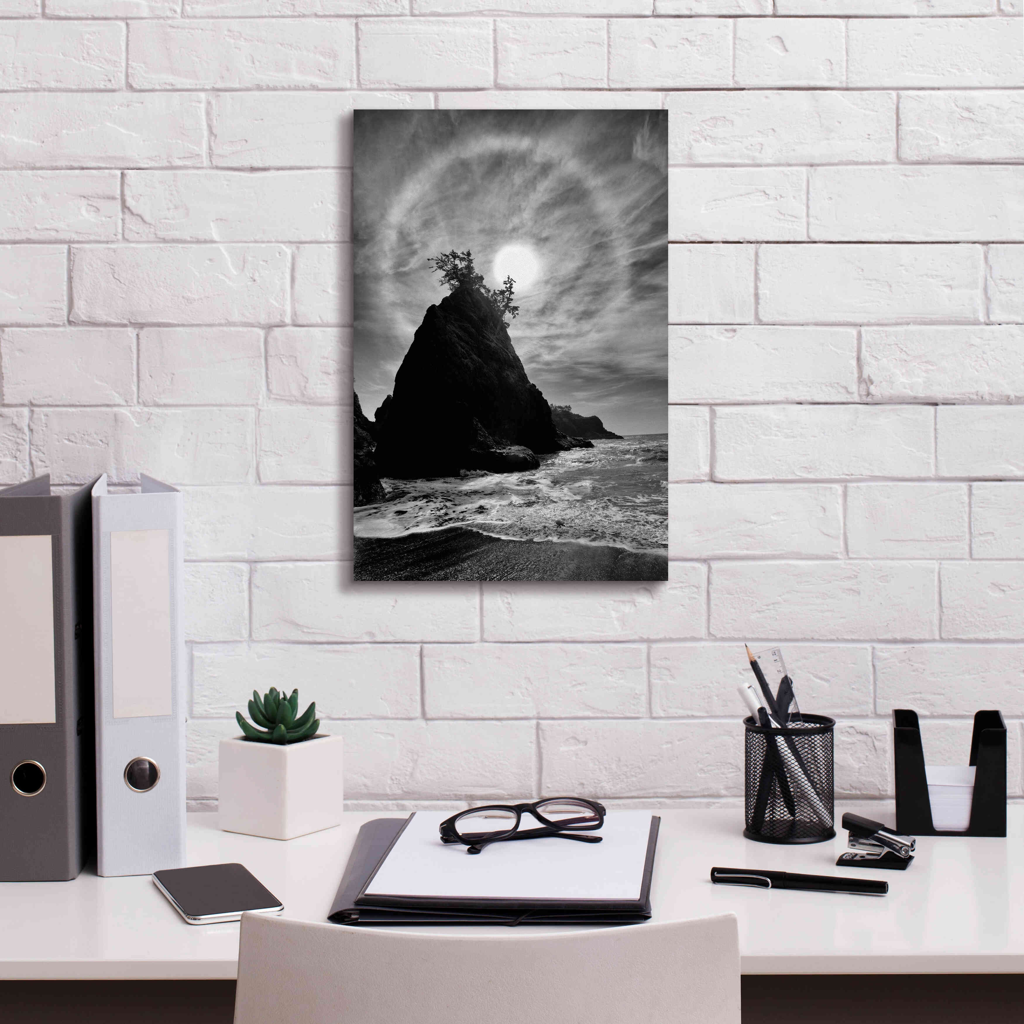 'Sun Halo 2 Proc B&W' by Thomas Haney, Giclee Canvas Wall Art,12 x 18