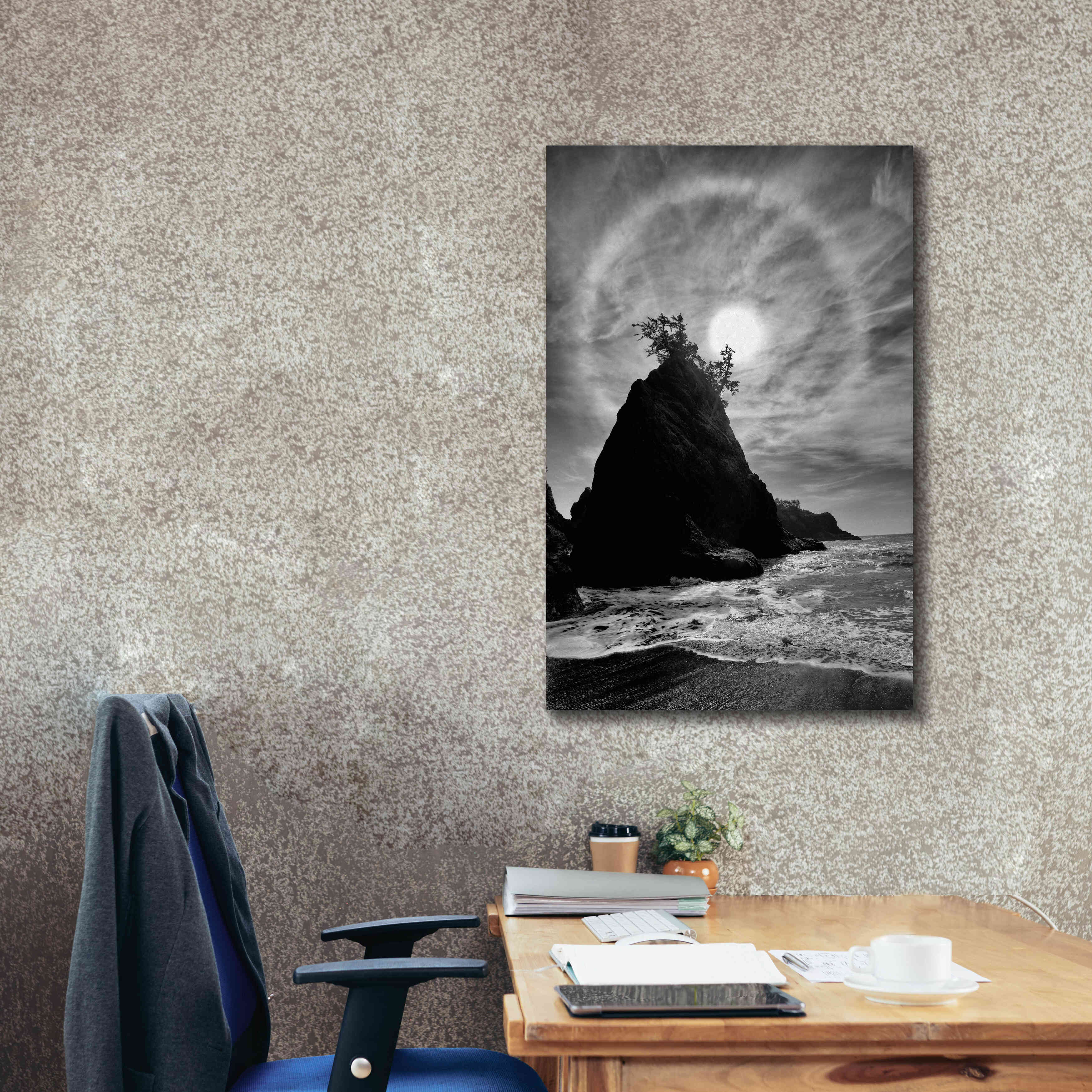 'Sun Halo 2 Proc B&W' by Thomas Haney, Giclee Canvas Wall Art,26 x 40