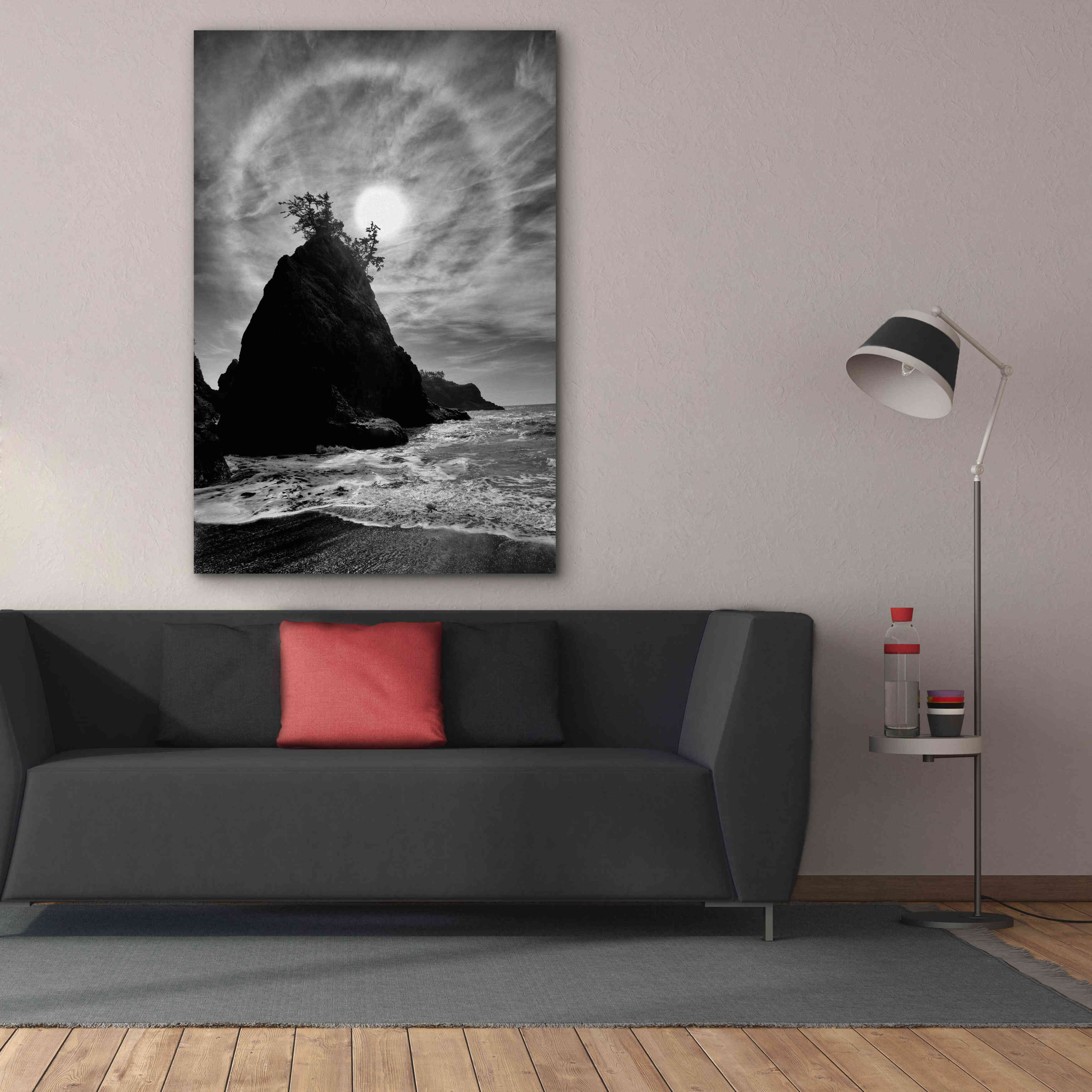 'Sun Halo 2 Proc B&W' by Thomas Haney, Giclee Canvas Wall Art,40 x 60