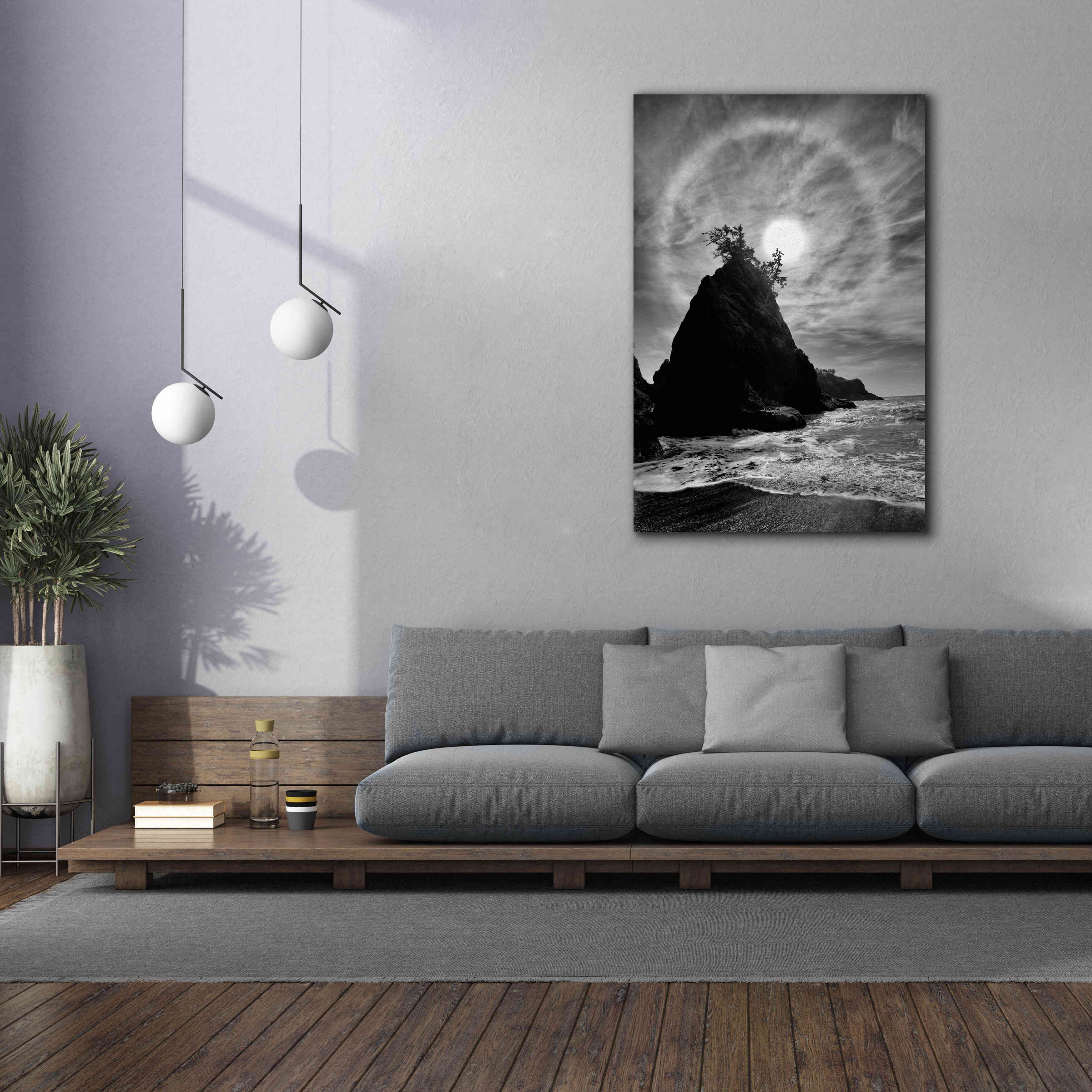 'Sun Halo 2 Proc B&W' by Thomas Haney, Giclee Canvas Wall Art,40 x 60
