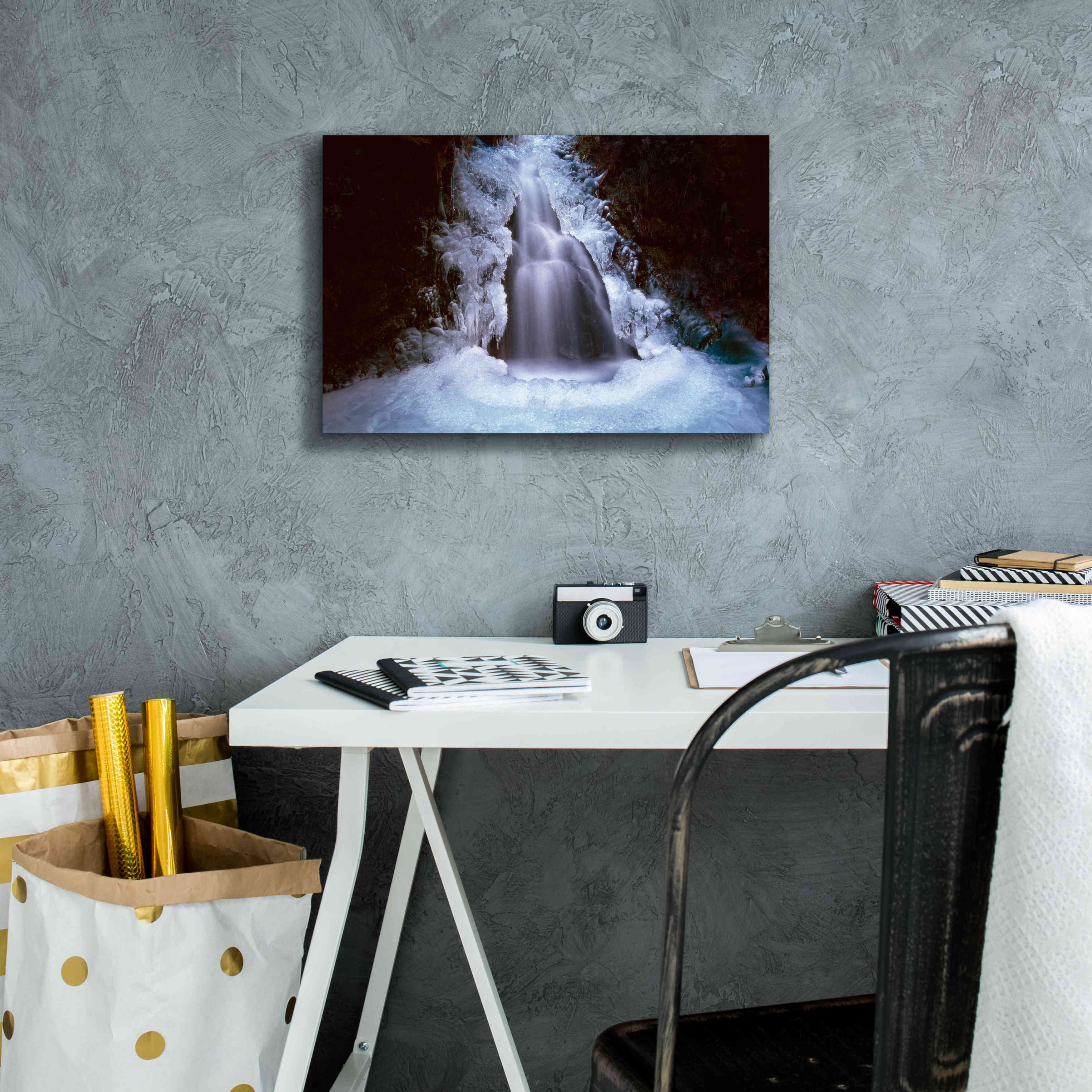 'Ice Fall 3' by Thomas Haney, Giclee Canvas Wall Art,18 x 12