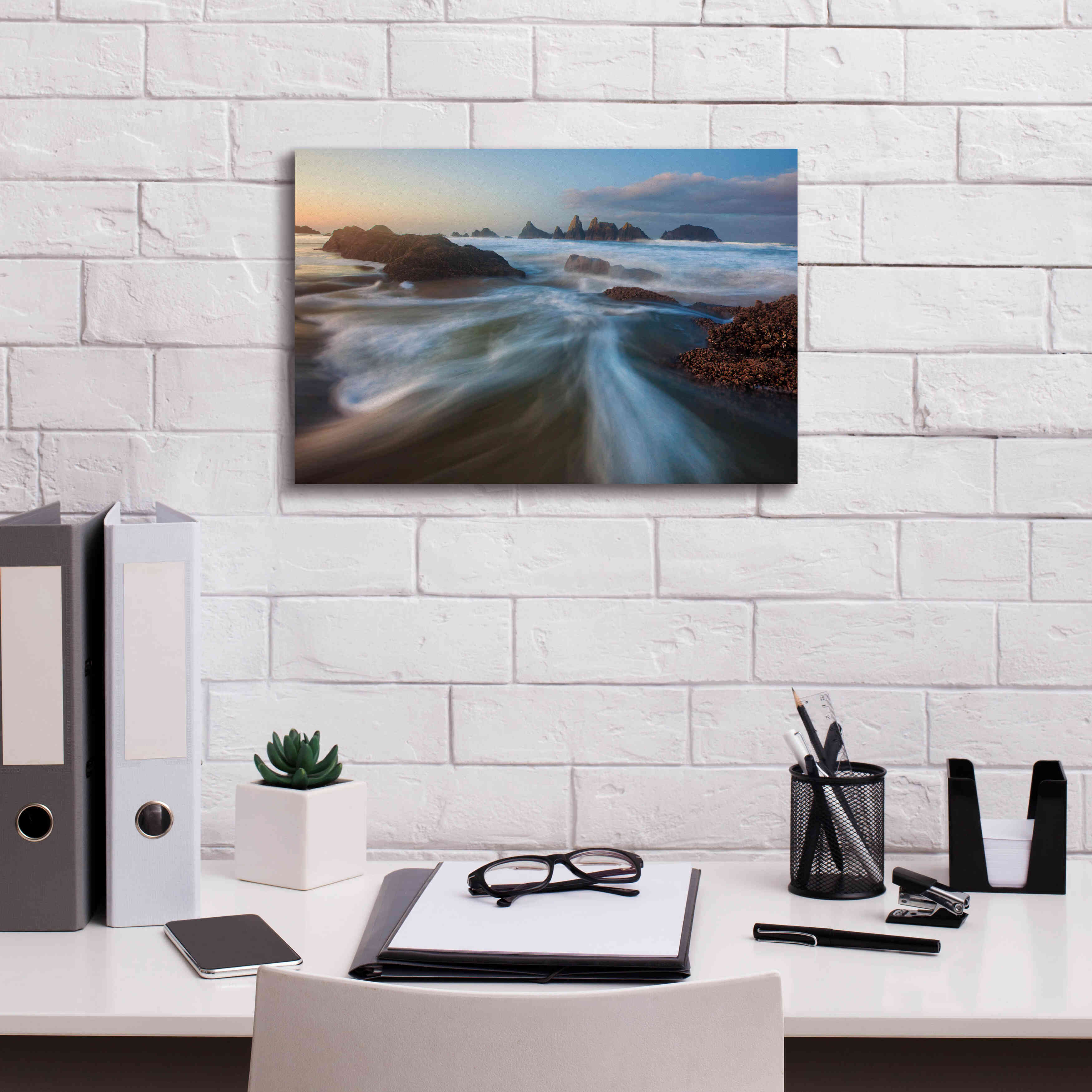 'Seal Rock Horiz Torrent' by Thomas Haney, Giclee Canvas Wall Art,18 x 12