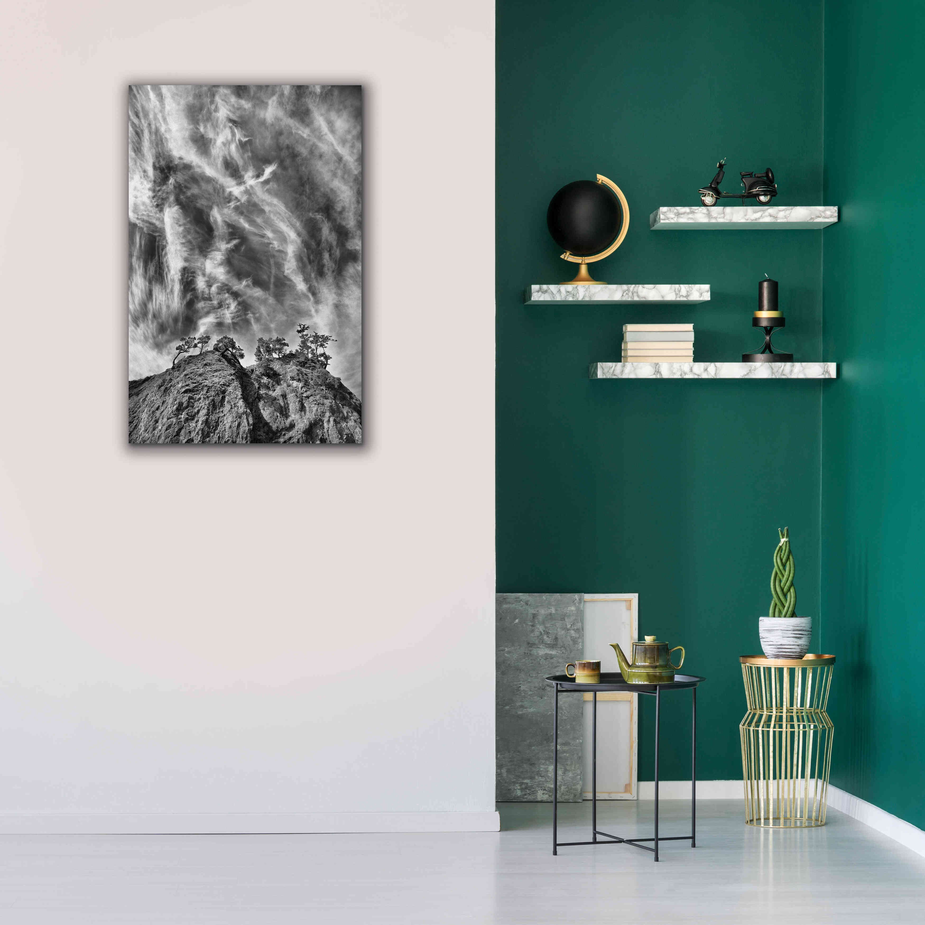 'Tree Island Clouds B&W Pushed' by Thomas Haney, Giclee Canvas Wall Art,26 x 40