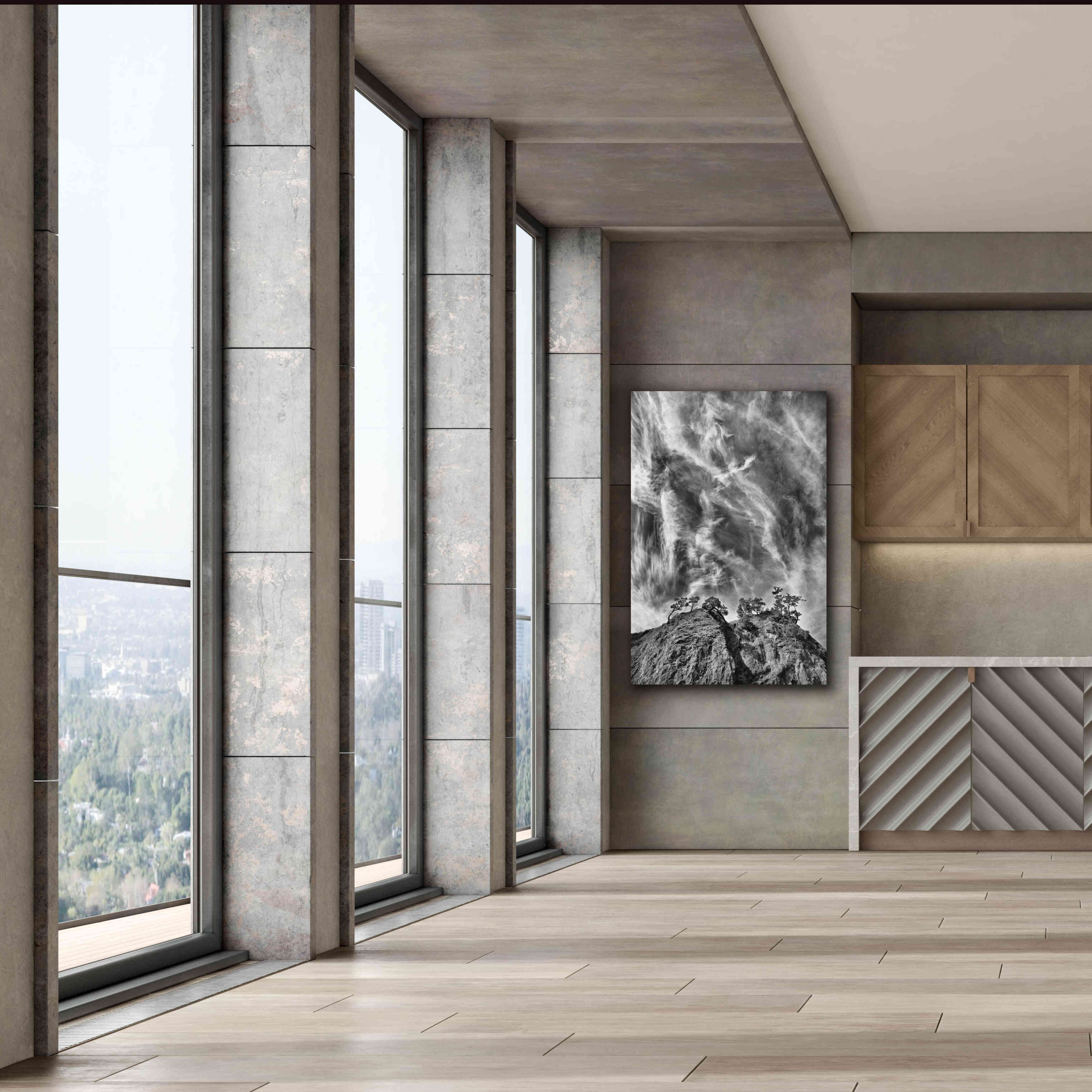 'Tree Island Clouds B&W Pushed' by Thomas Haney, Giclee Canvas Wall Art,40 x 60