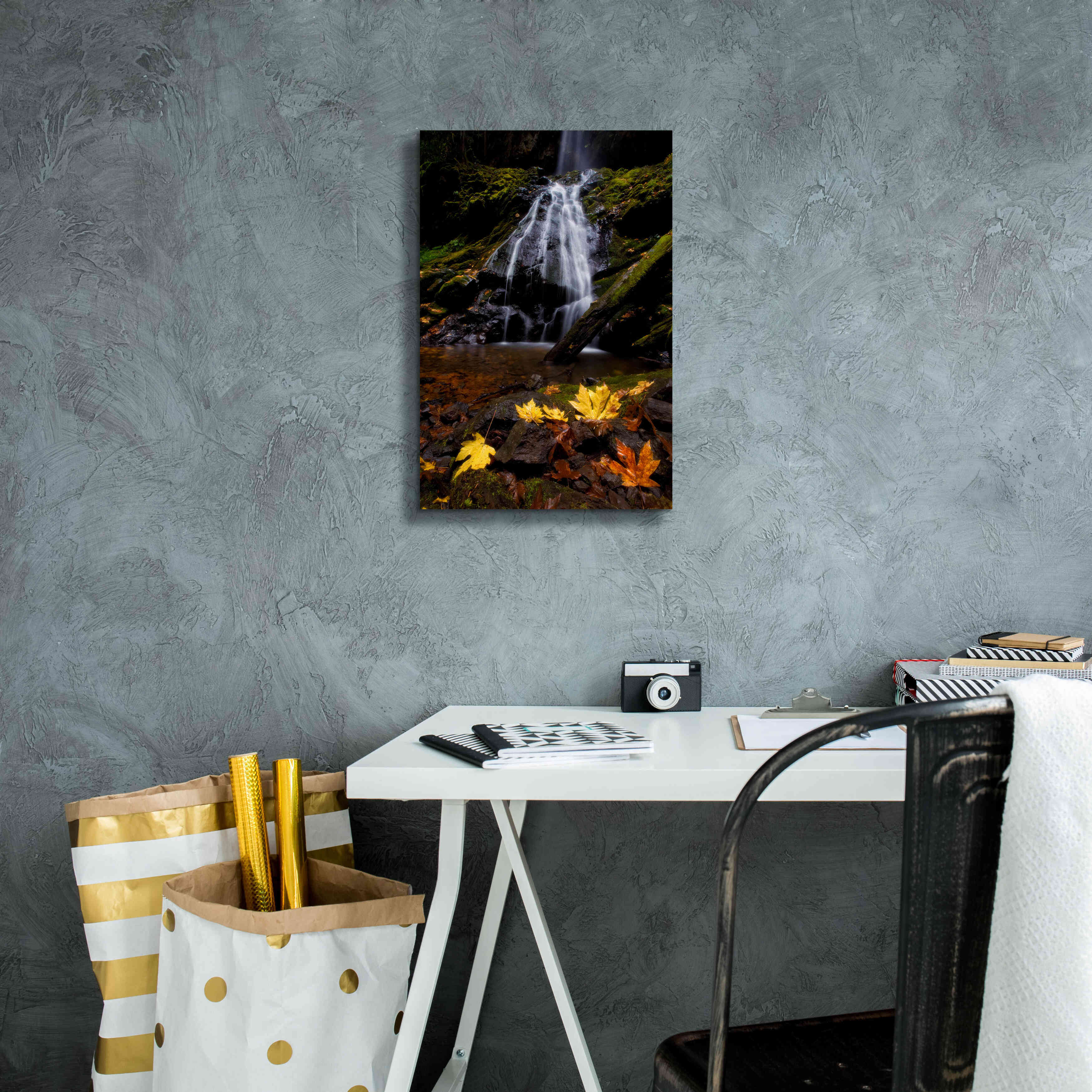 'Waterfall Maple Leaves' by Thomas Haney, Giclee Canvas Wall Art,12 x 18