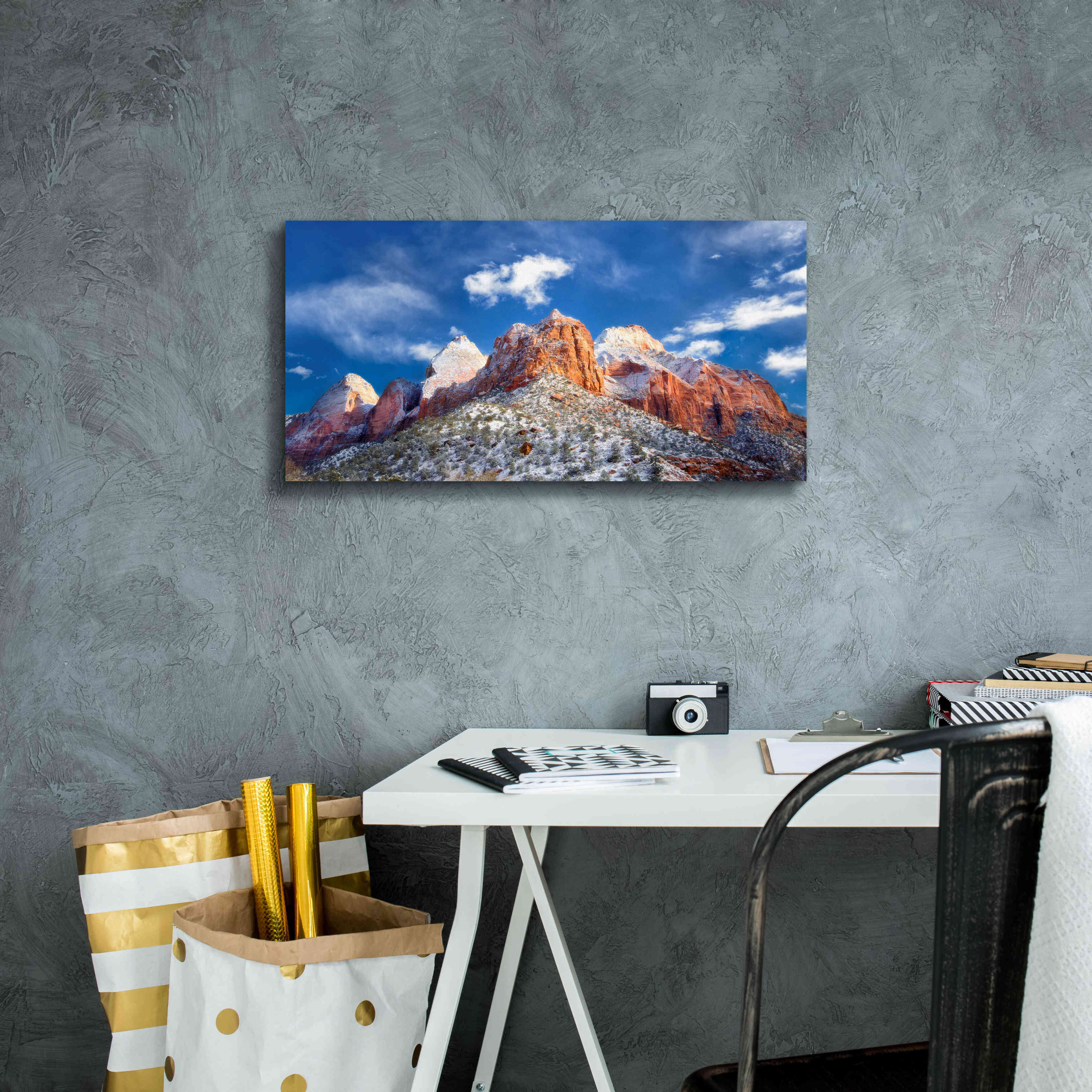 'Zion Mountain Clouds' by Thomas Haney, Giclee Canvas Wall Art,24 x 12