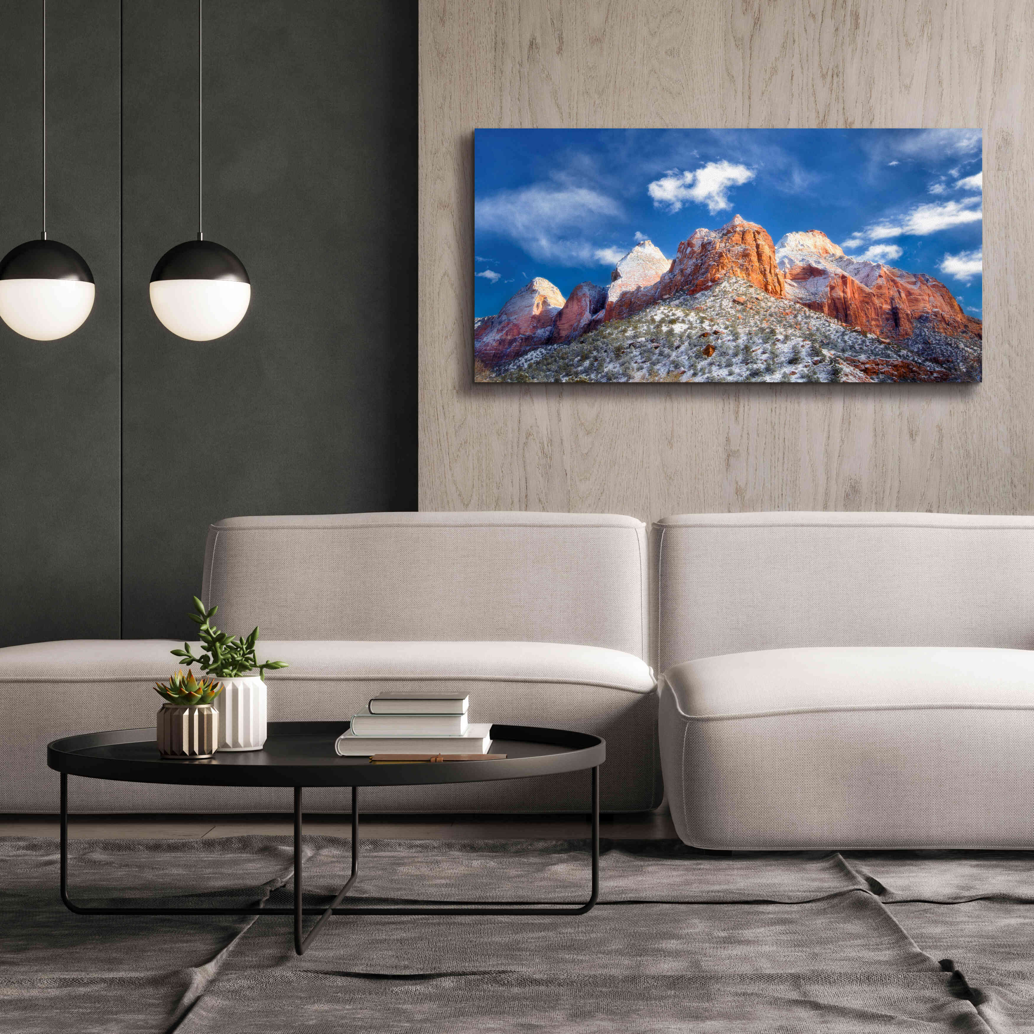 'Zion Mountain Clouds' by Thomas Haney, Giclee Canvas Wall Art,60 x 30