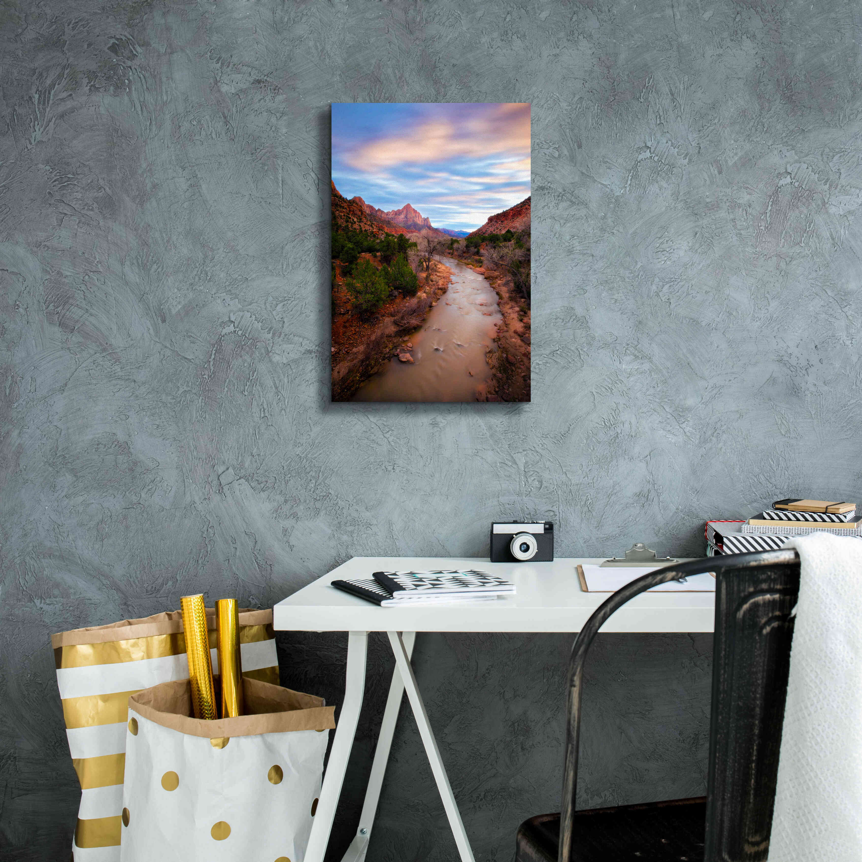 'Zion River Vert' by Thomas Haney, Giclee Canvas Wall Art,12 x 18