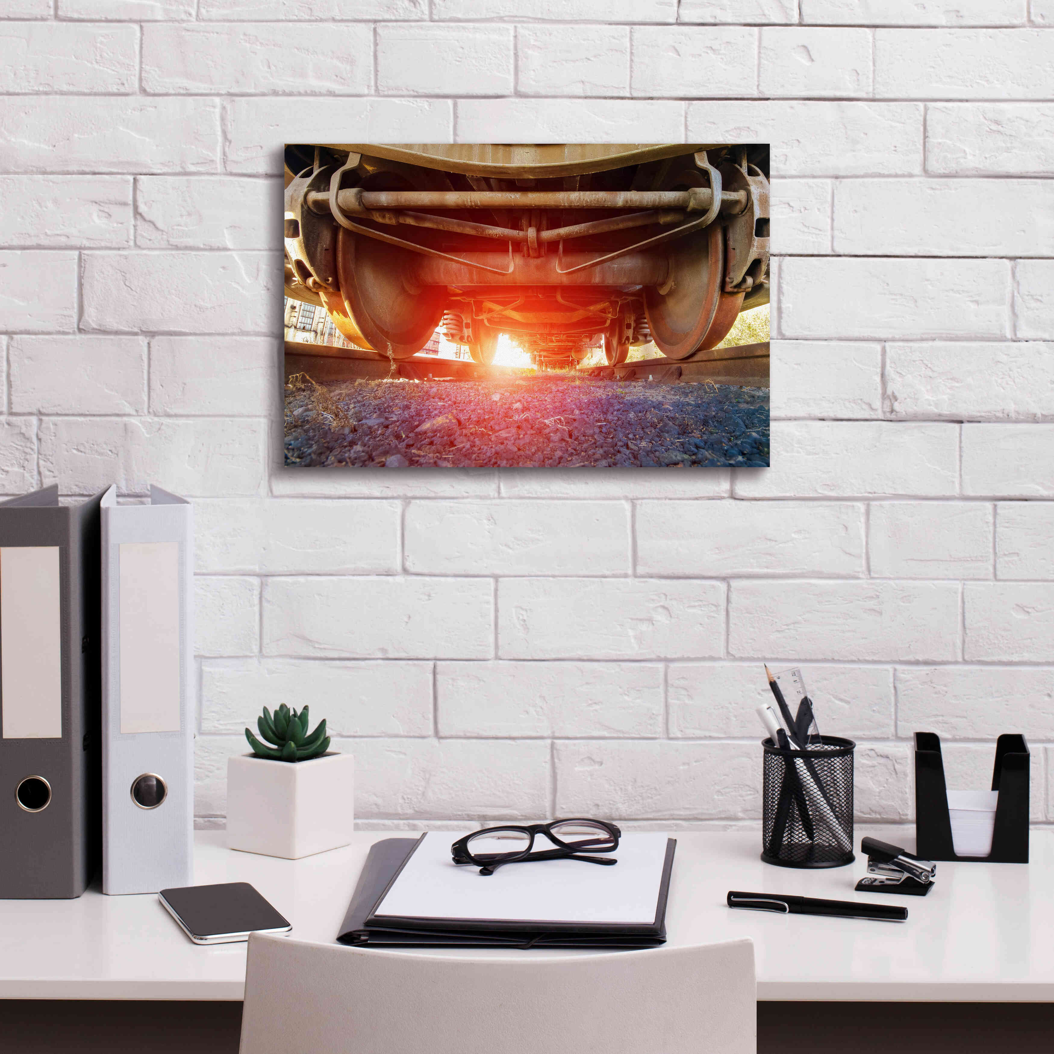 'Atomic Train' by Sebastien Lory, Giclee Canvas Wall Art,18 x 12