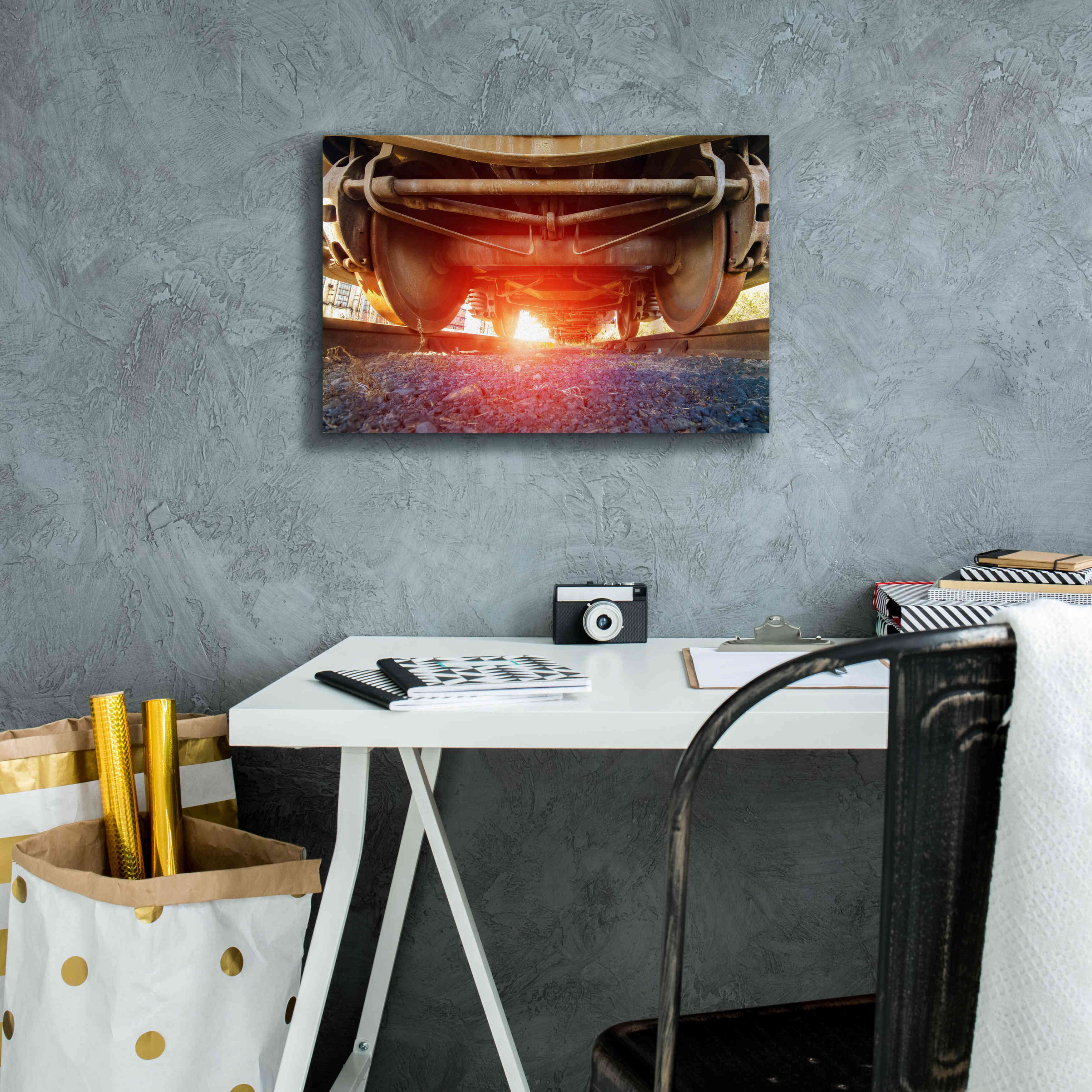 'Atomic Train' by Sebastien Lory, Giclee Canvas Wall Art,18 x 12