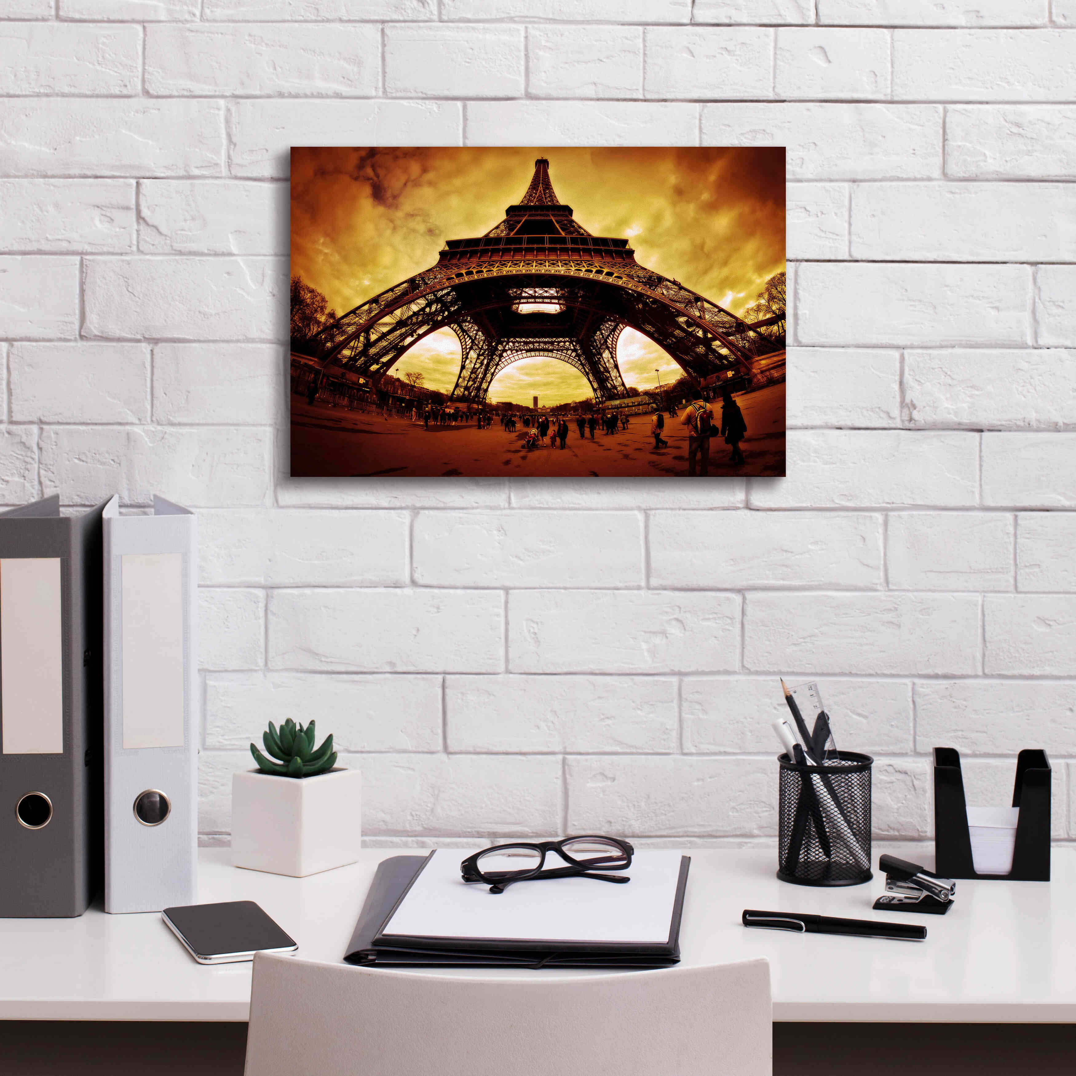 'Eiffel Apocalypse Color' by Sebastien Lory, Giclee Canvas Wall Art,18 x 12
