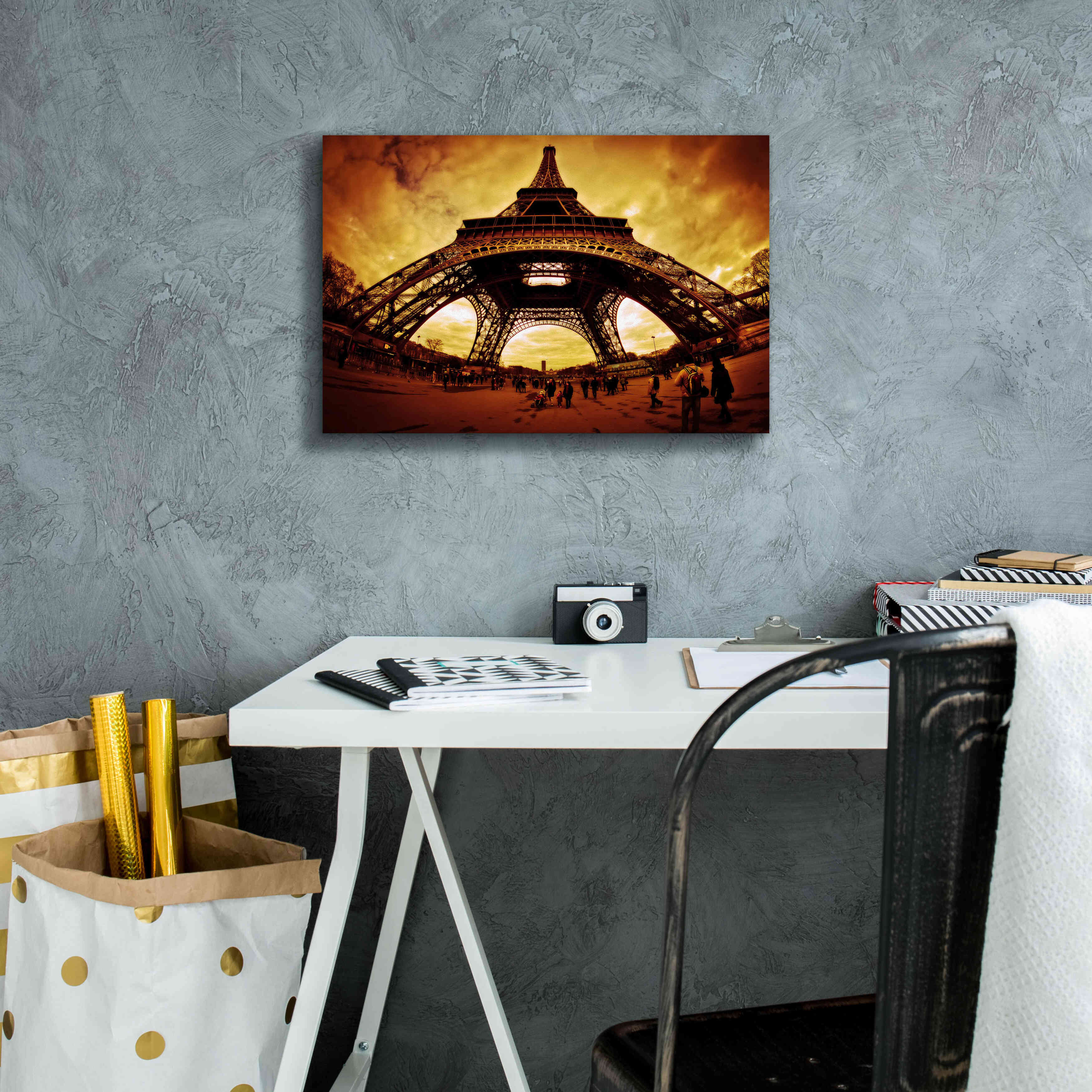 'Eiffel Apocalypse Color' by Sebastien Lory, Giclee Canvas Wall Art,18 x 12