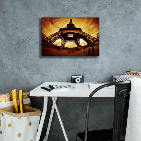 Image of 'Eiffel Apocalypse Color' by Sebastien Lory, Giclee Canvas Wall Art,18 x 12