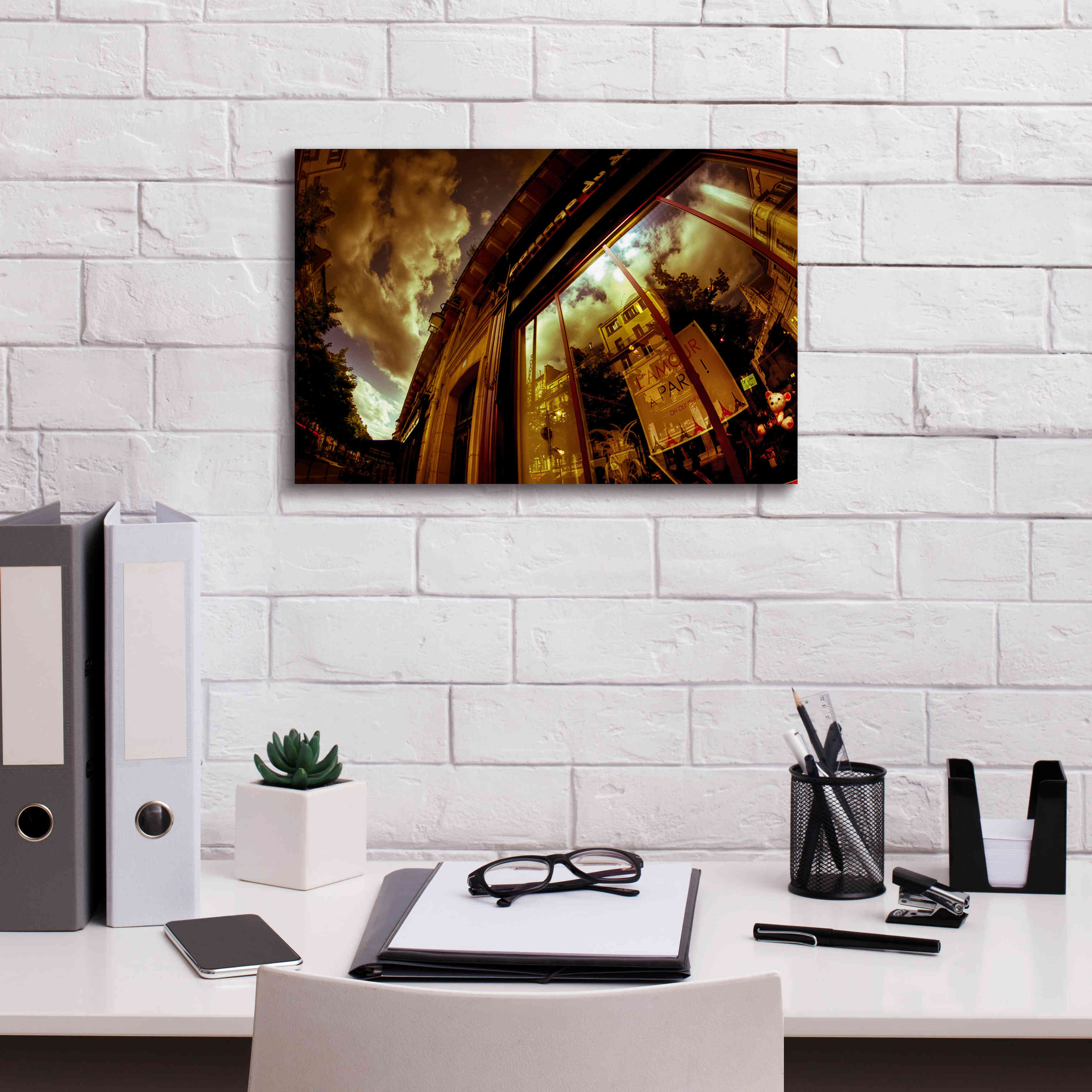 'Love In Paris' by Sebastien Lory, Giclee Canvas Wall Art,18 x 12