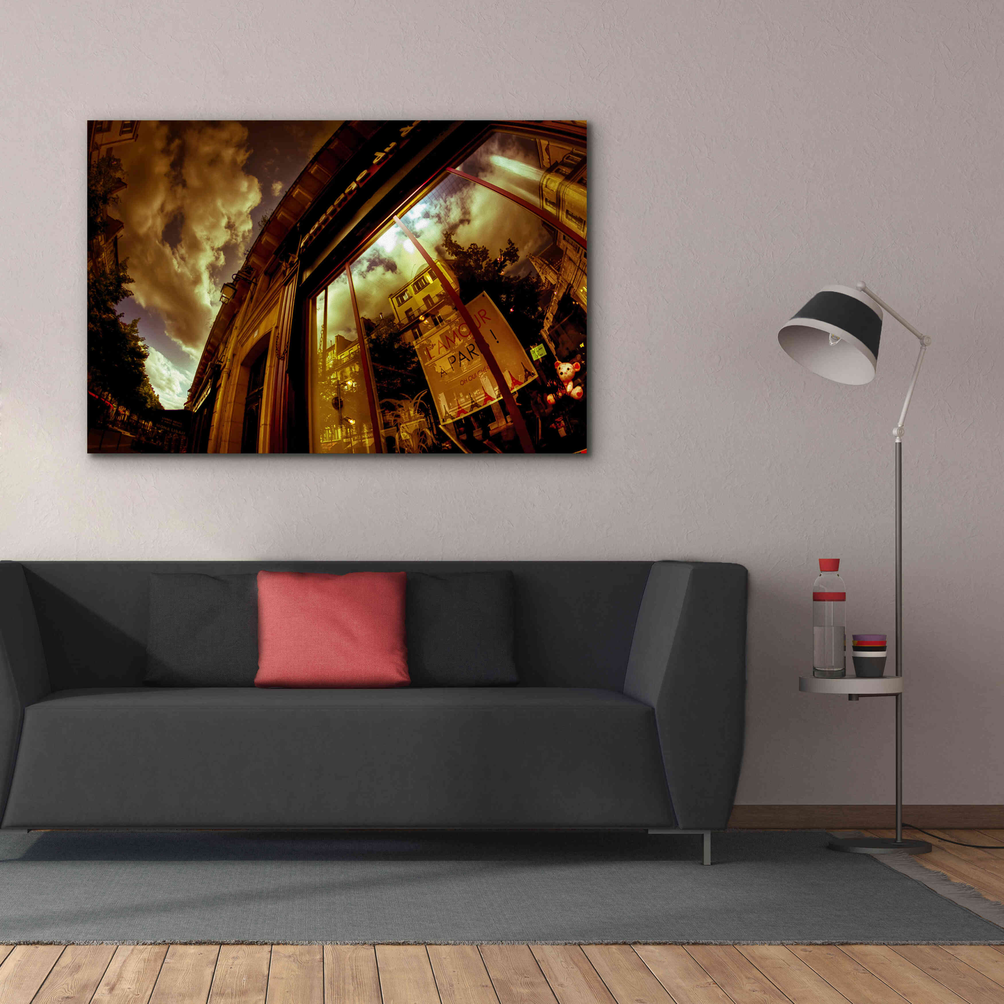 'Love In Paris' by Sebastien Lory, Giclee Canvas Wall Art,60 x 40