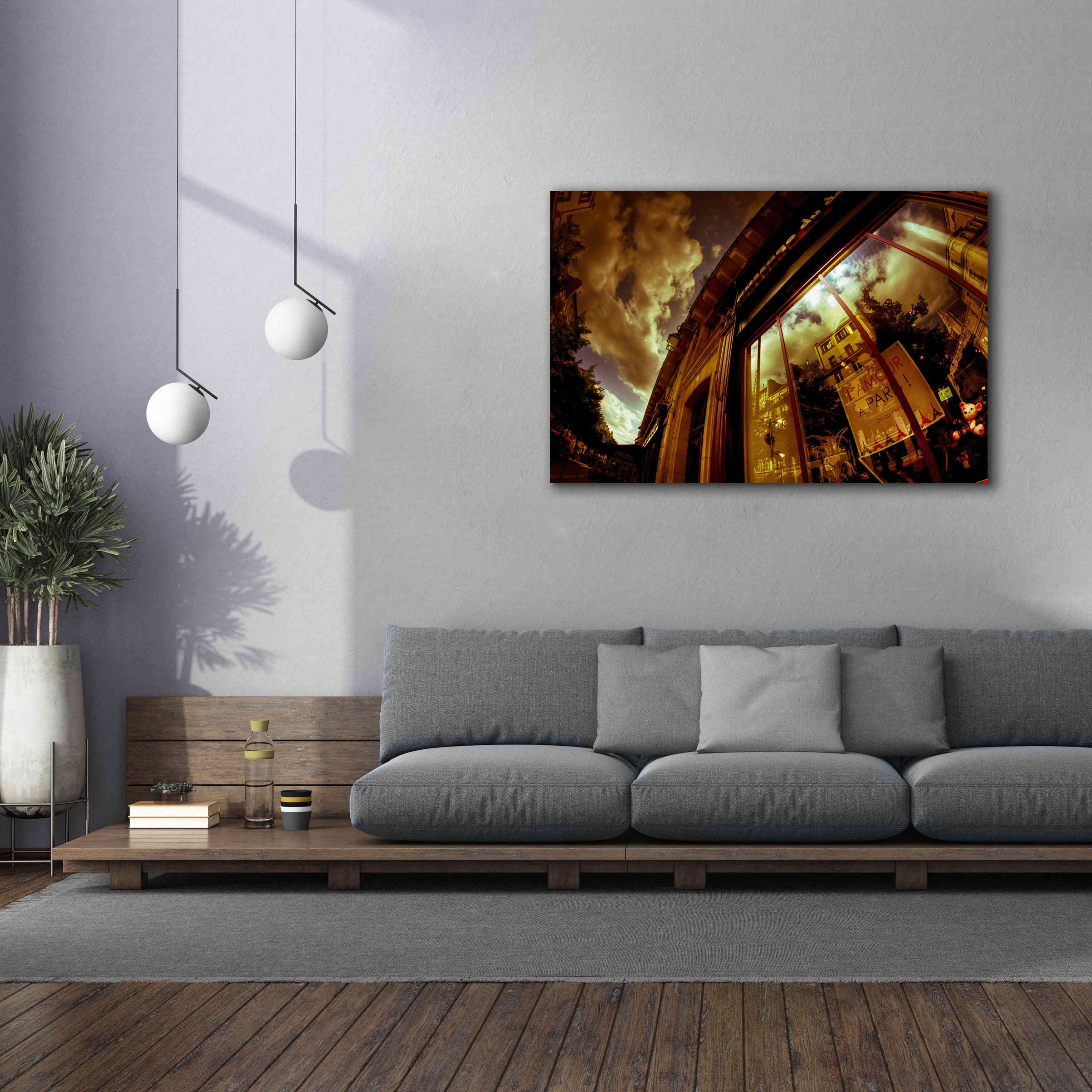 'Love In Paris' by Sebastien Lory, Giclee Canvas Wall Art,60 x 40