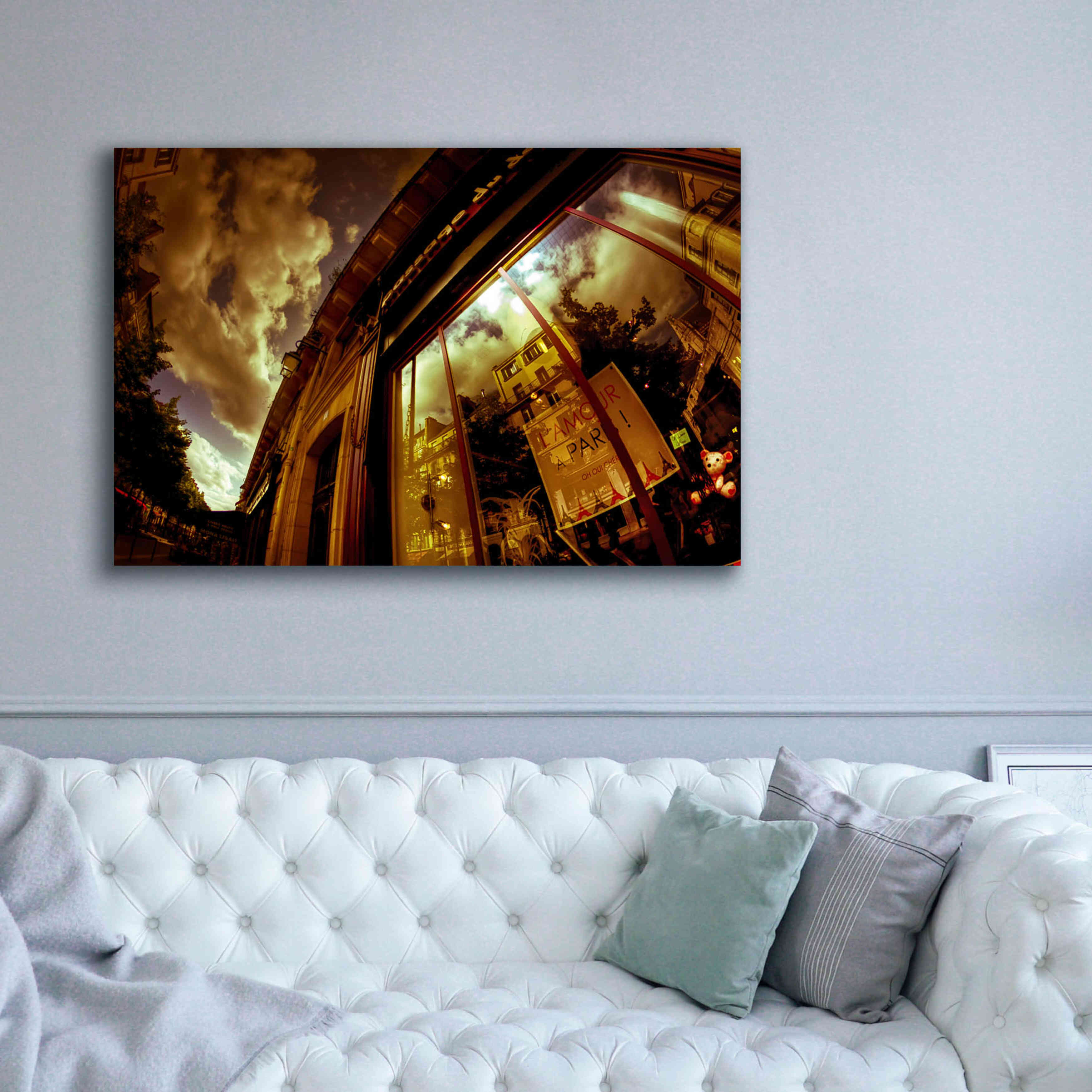 'Love In Paris' by Sebastien Lory, Giclee Canvas Wall Art,60 x 40