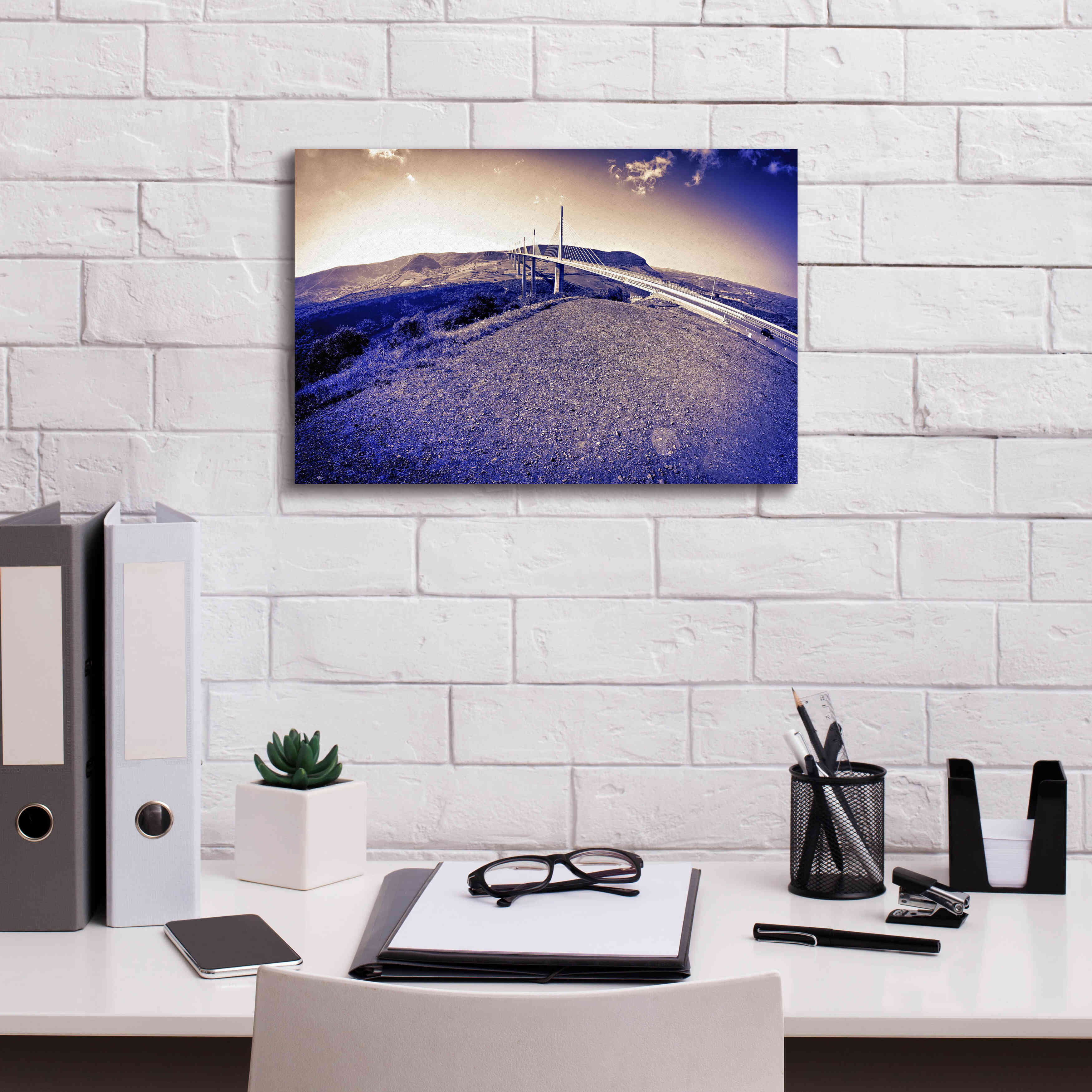 'Lunar Viaduct' by Sebastien Lory, Giclee Canvas Wall Art,18 x 12