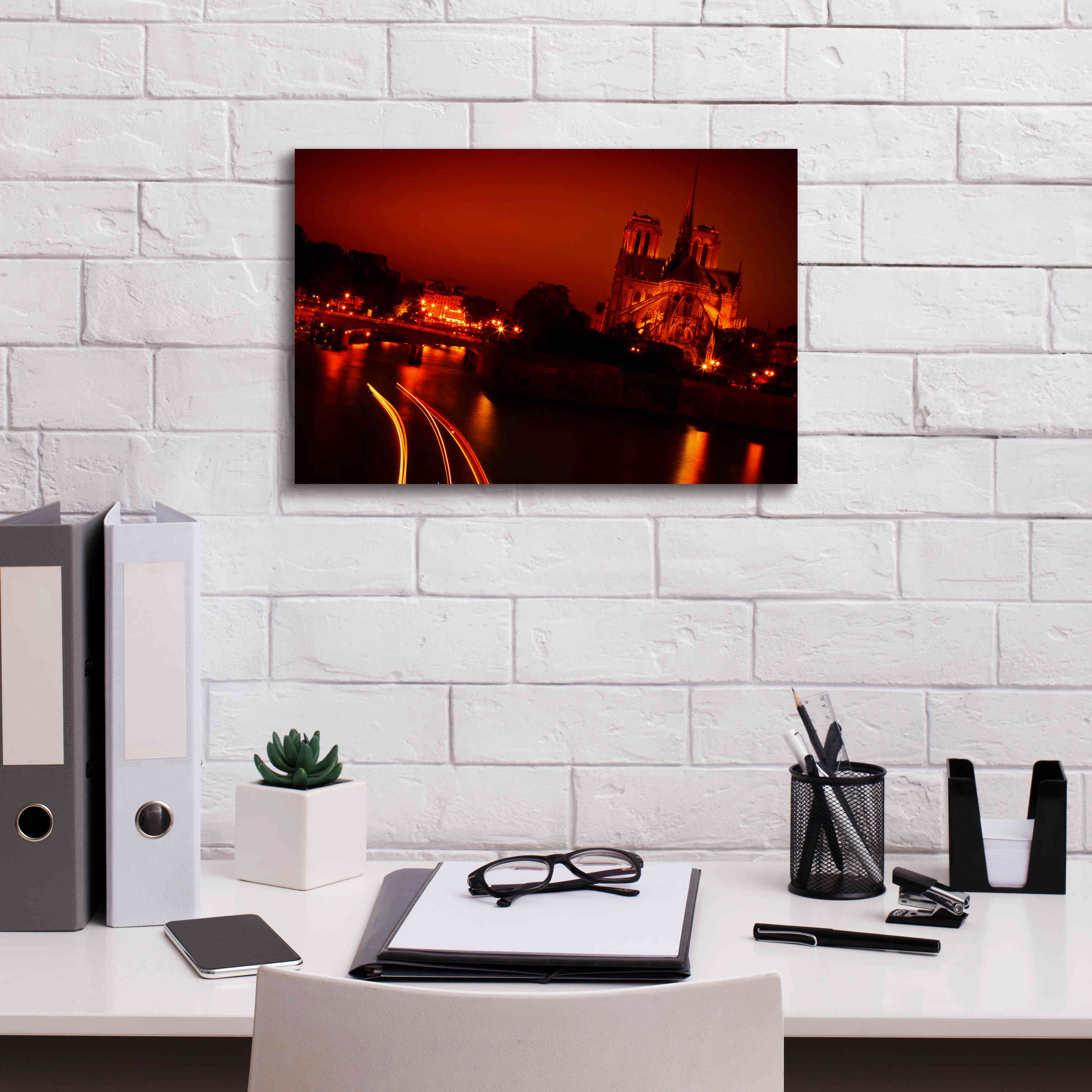 'Red Night' by Sebastien Lory, Giclee Canvas Wall Art,18 x 12