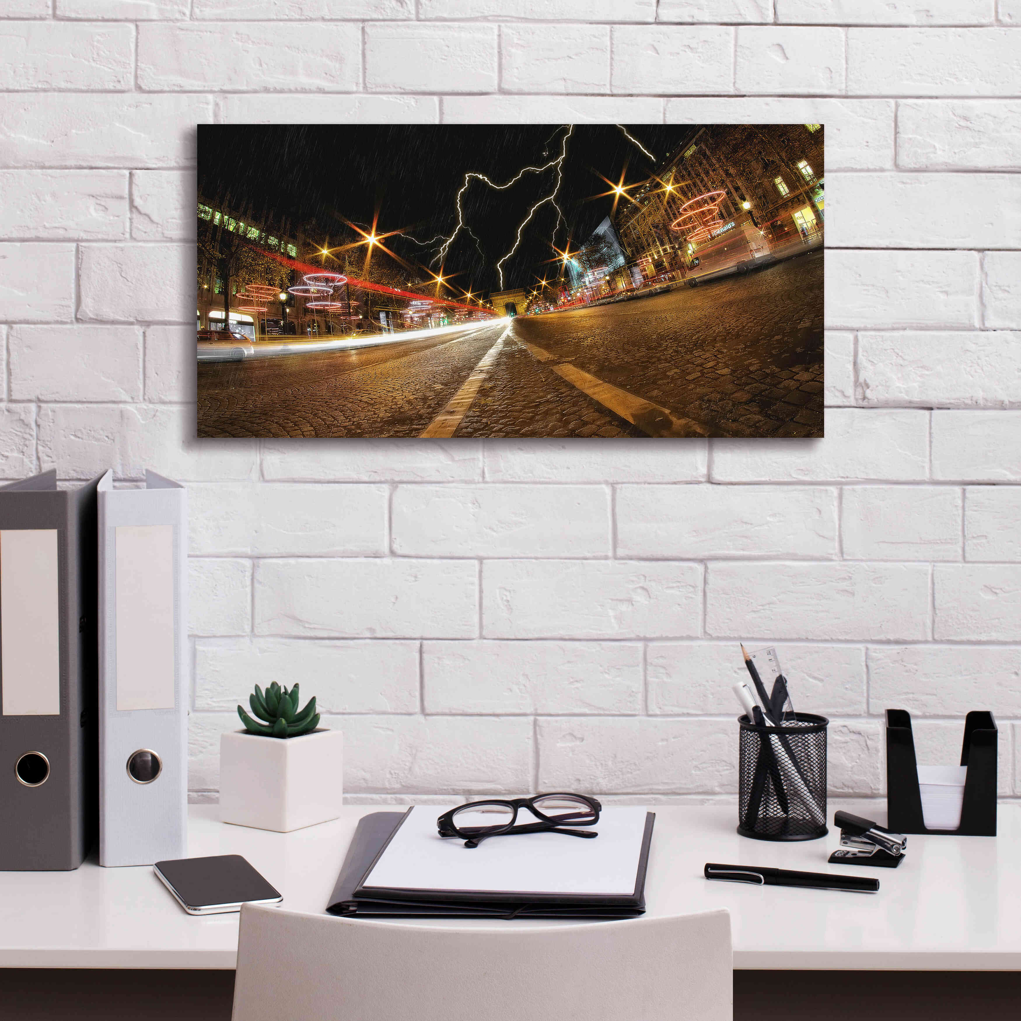 'Elysee storm' by Sebastien Lory, Giclee Canvas Wall Art,24 x 12