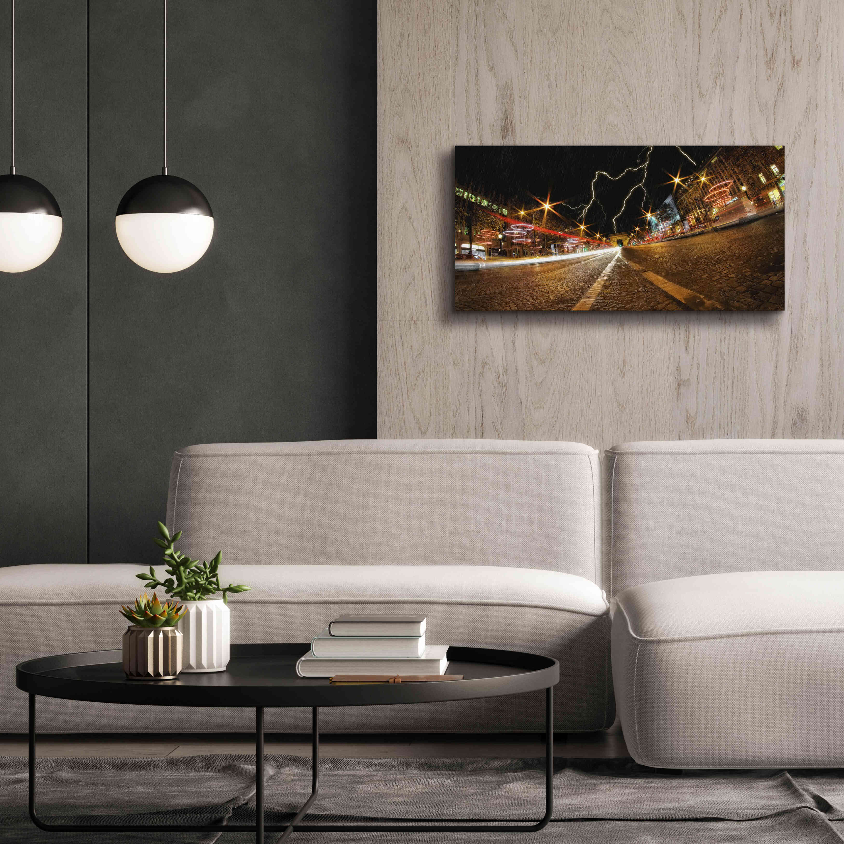 'Elysee storm' by Sebastien Lory, Giclee Canvas Wall Art,40 x 20